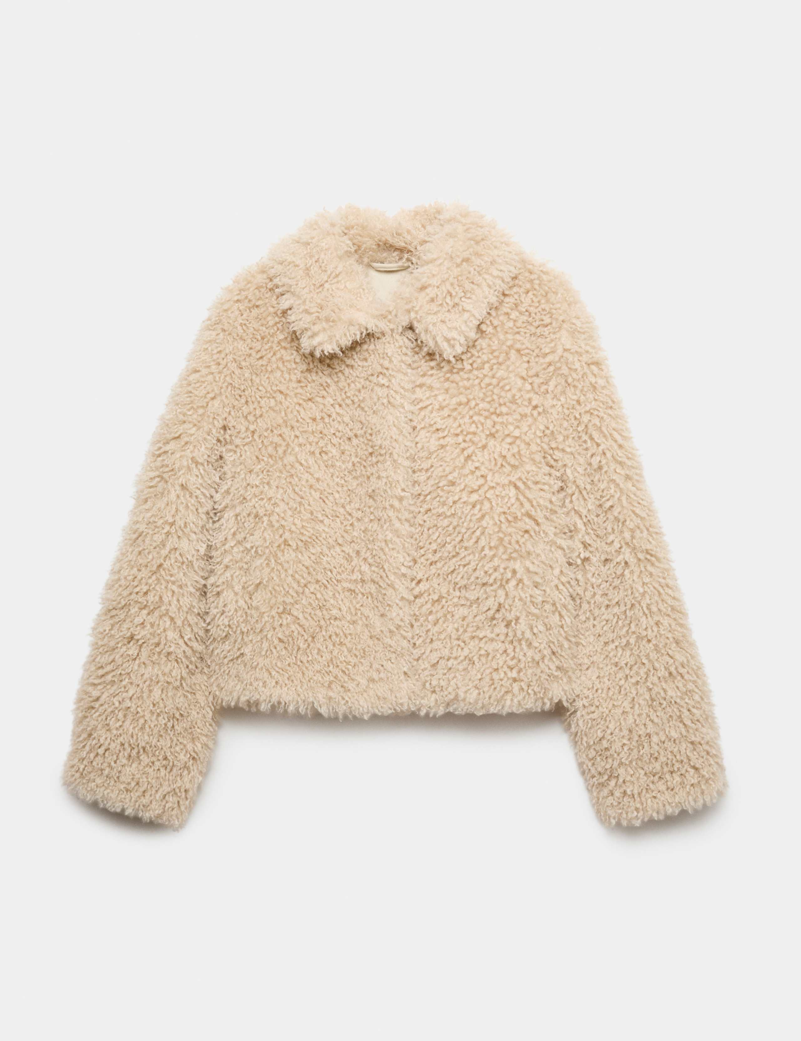 Faux Fur Textured Collared Short Jacket 2 of 6
