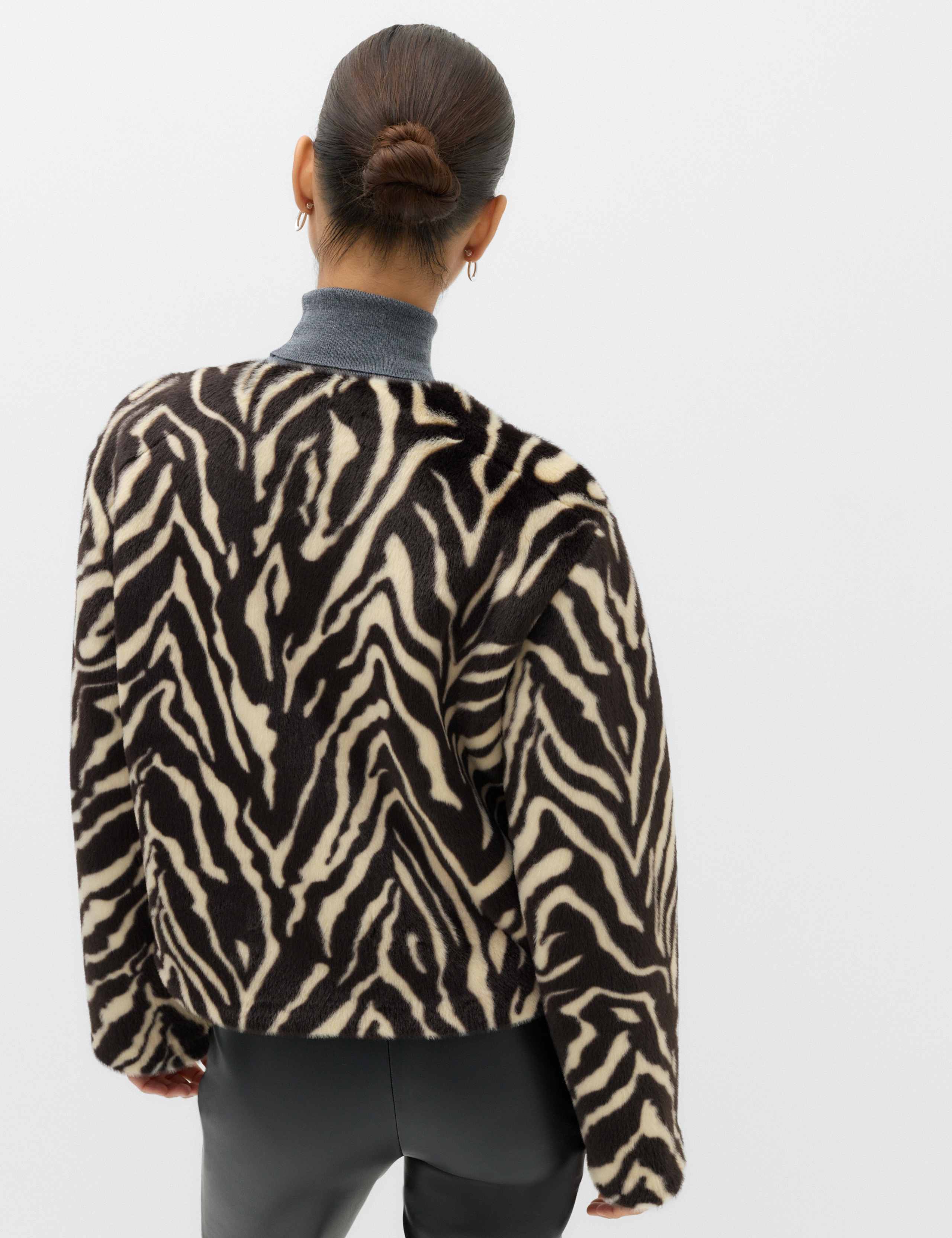 Faux Fur Zebra Print Short Jacket 4 of 6