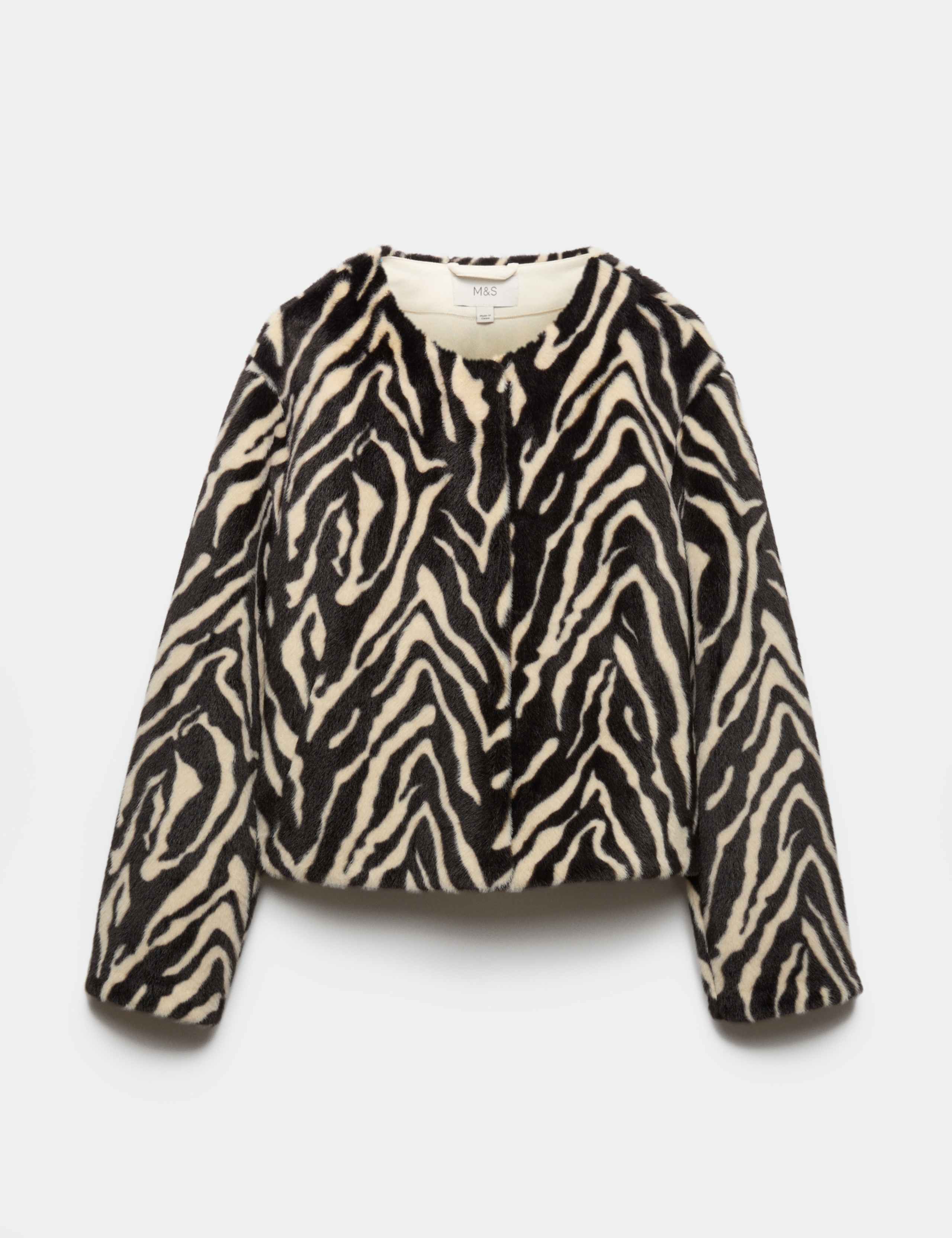 Faux Fur Zebra Print Short Jacket 2 of 6