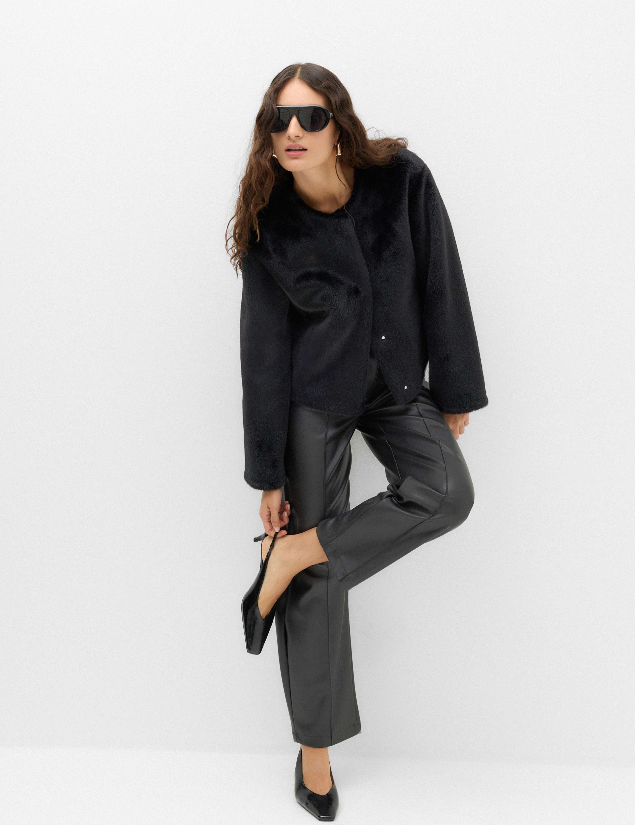 Faux Fur Collarless Jacket 3 of 6
