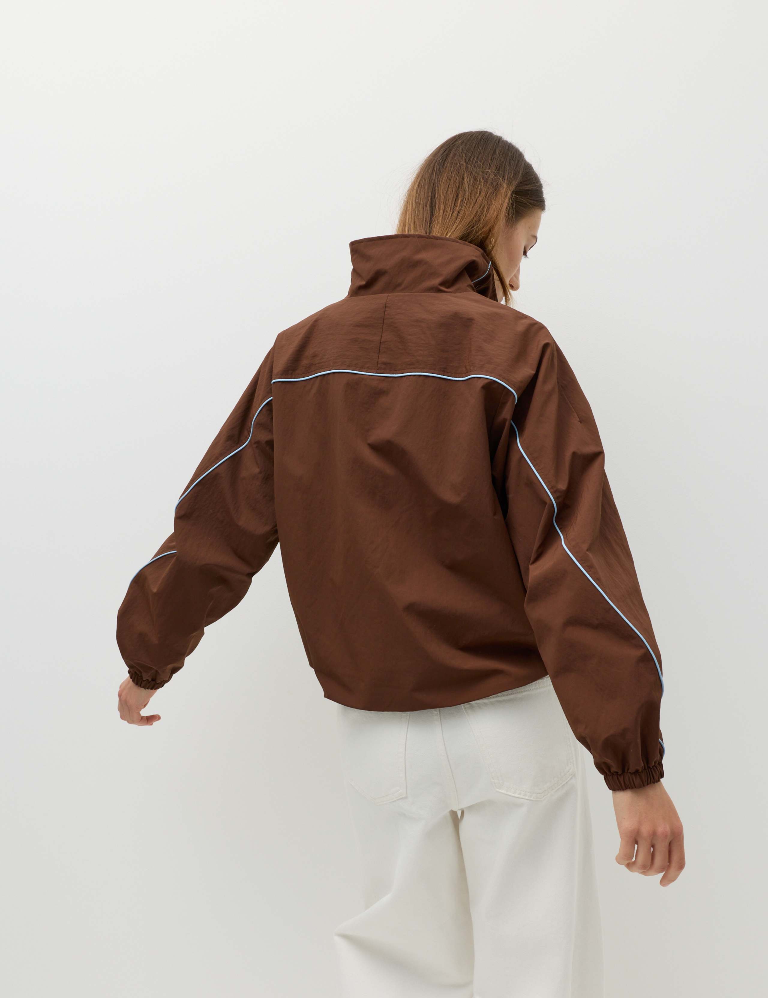 Contrast Piped Funnel Neck Windbreaker Jacket 7 of 7