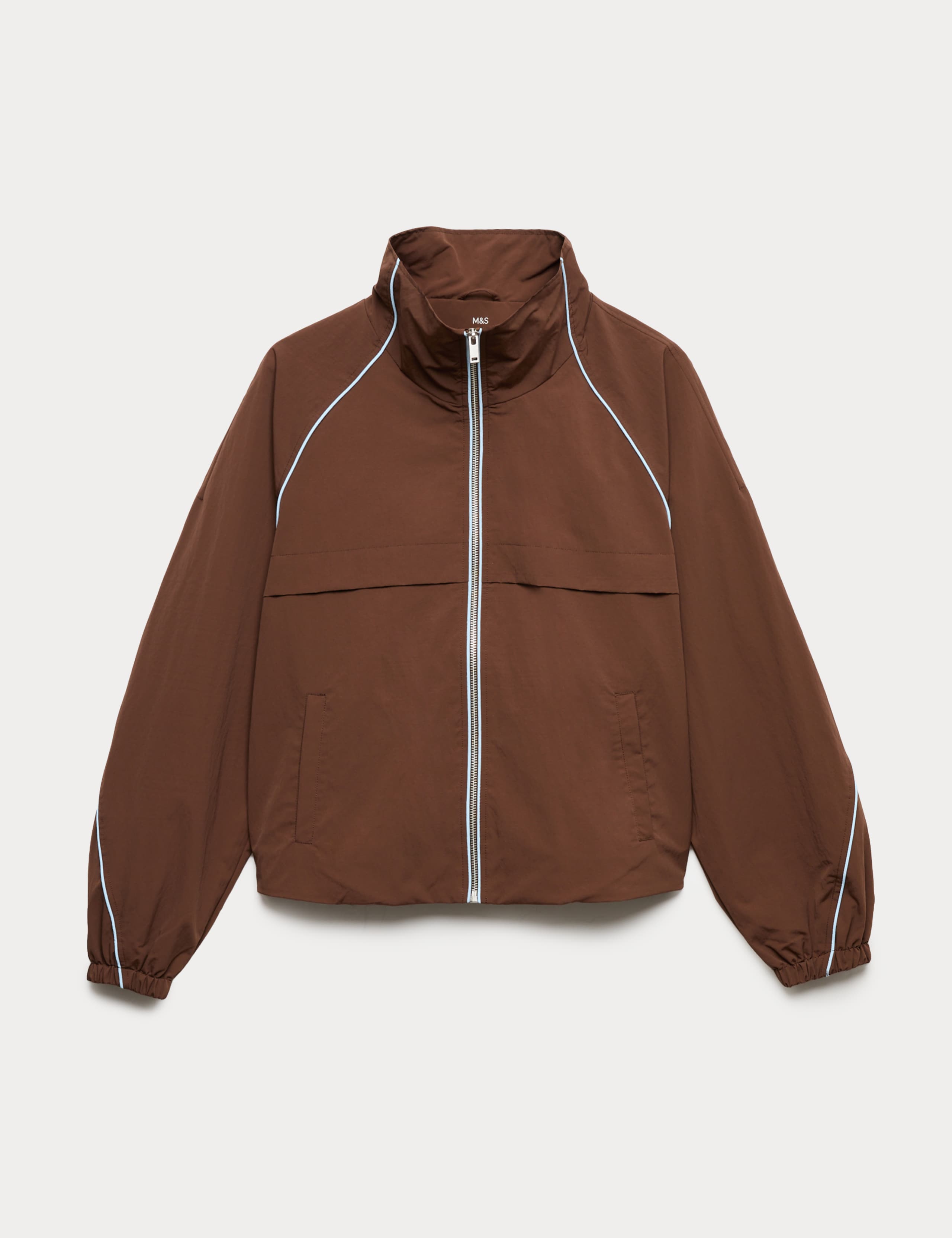 Contrast Piped Funnel Neck Windbreaker Jacket 2 of 7