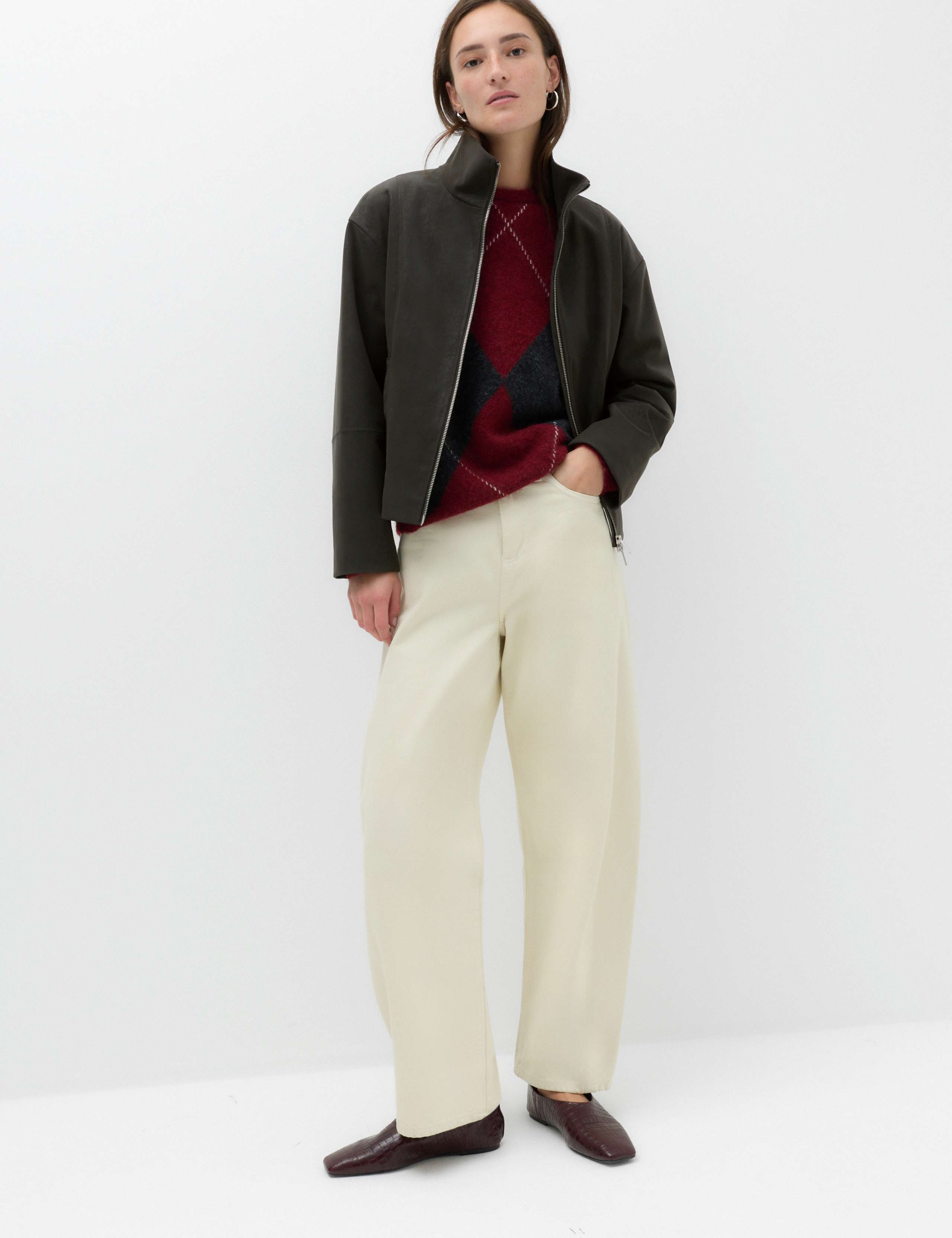 Suedette Funnel Neck Zip Through Jacket 6 of 6