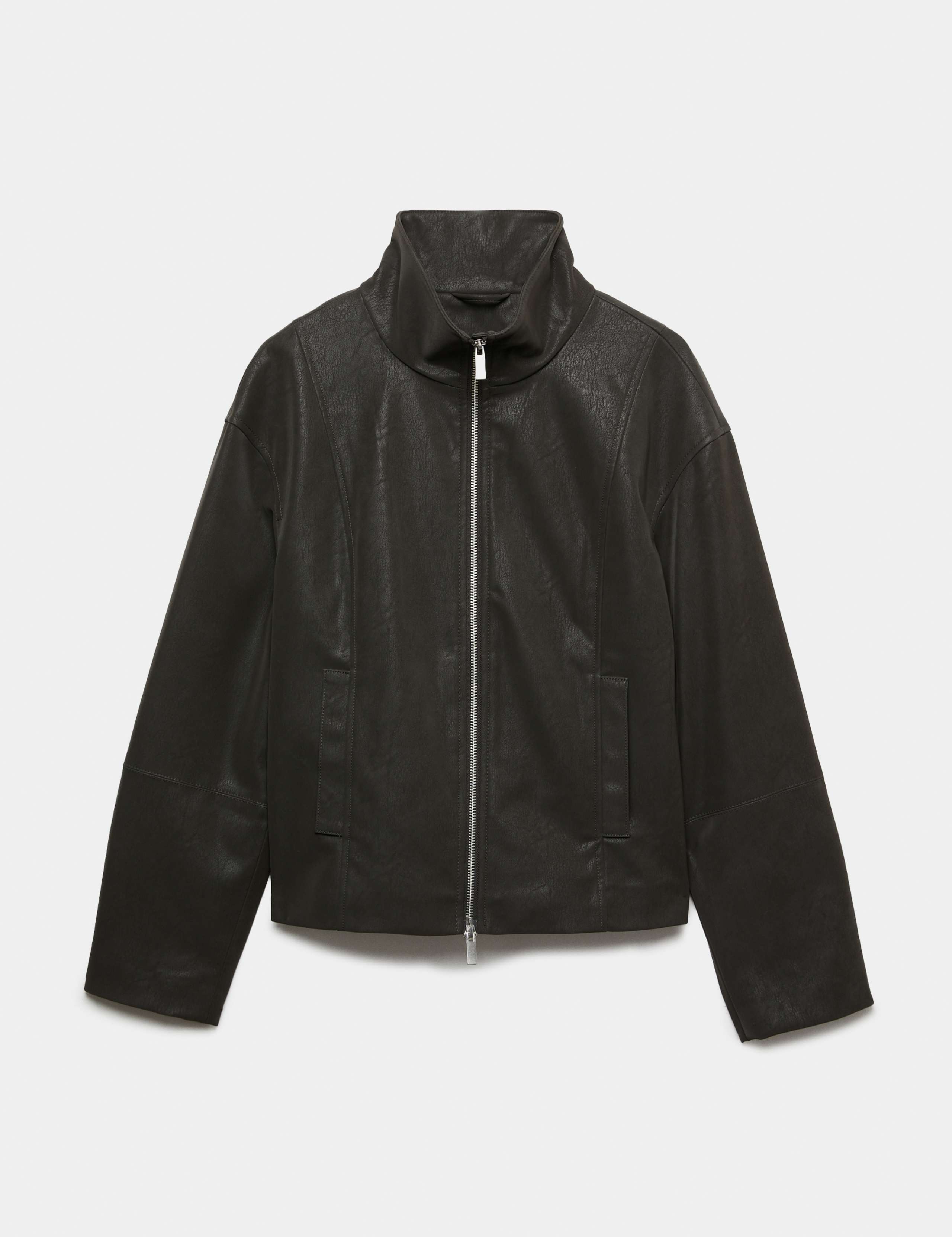 Faux Suede Funnel Neck Zip Through Jacket 2 of 6