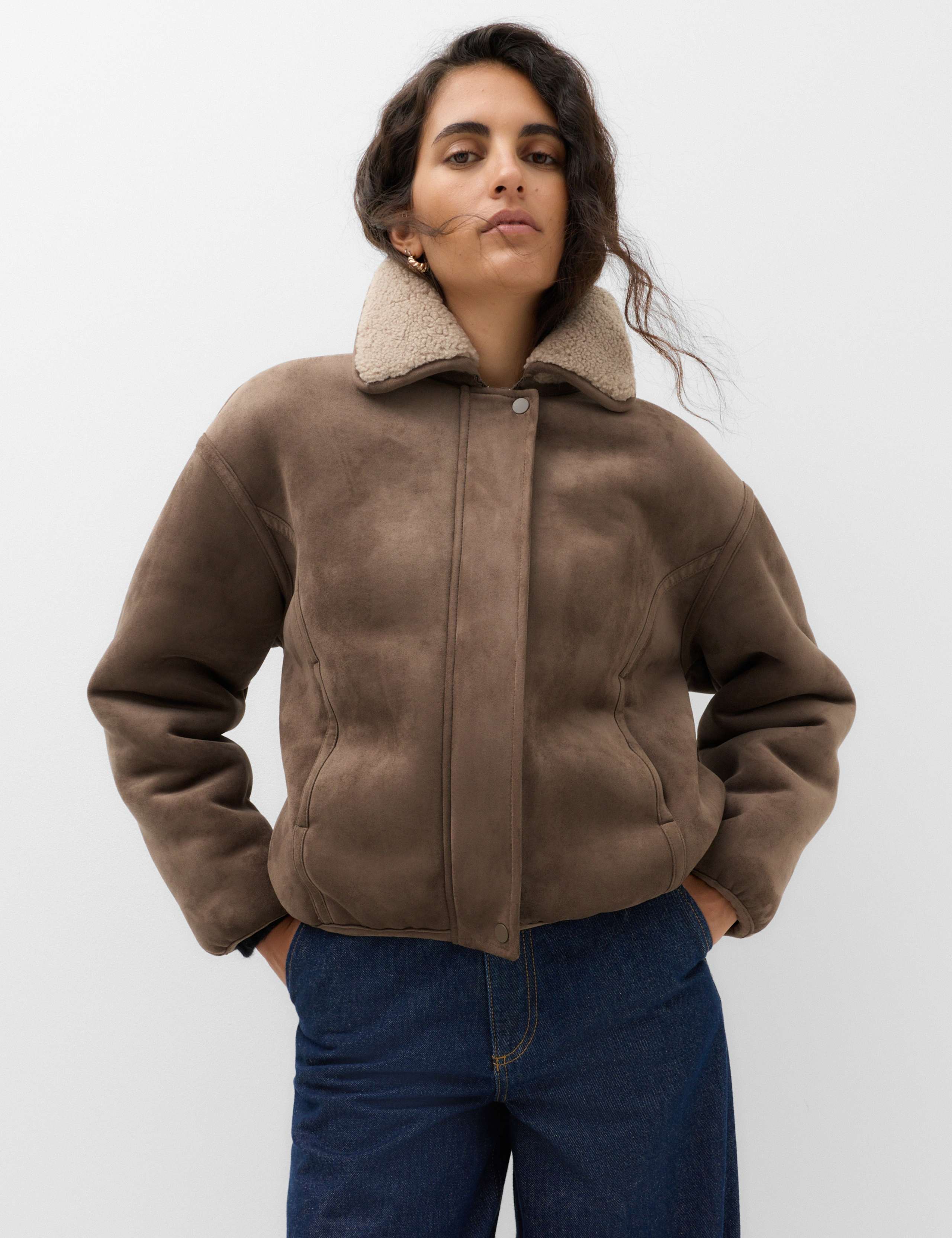 Faux Shearling Zip Up Bomber Jacket 7 of 7