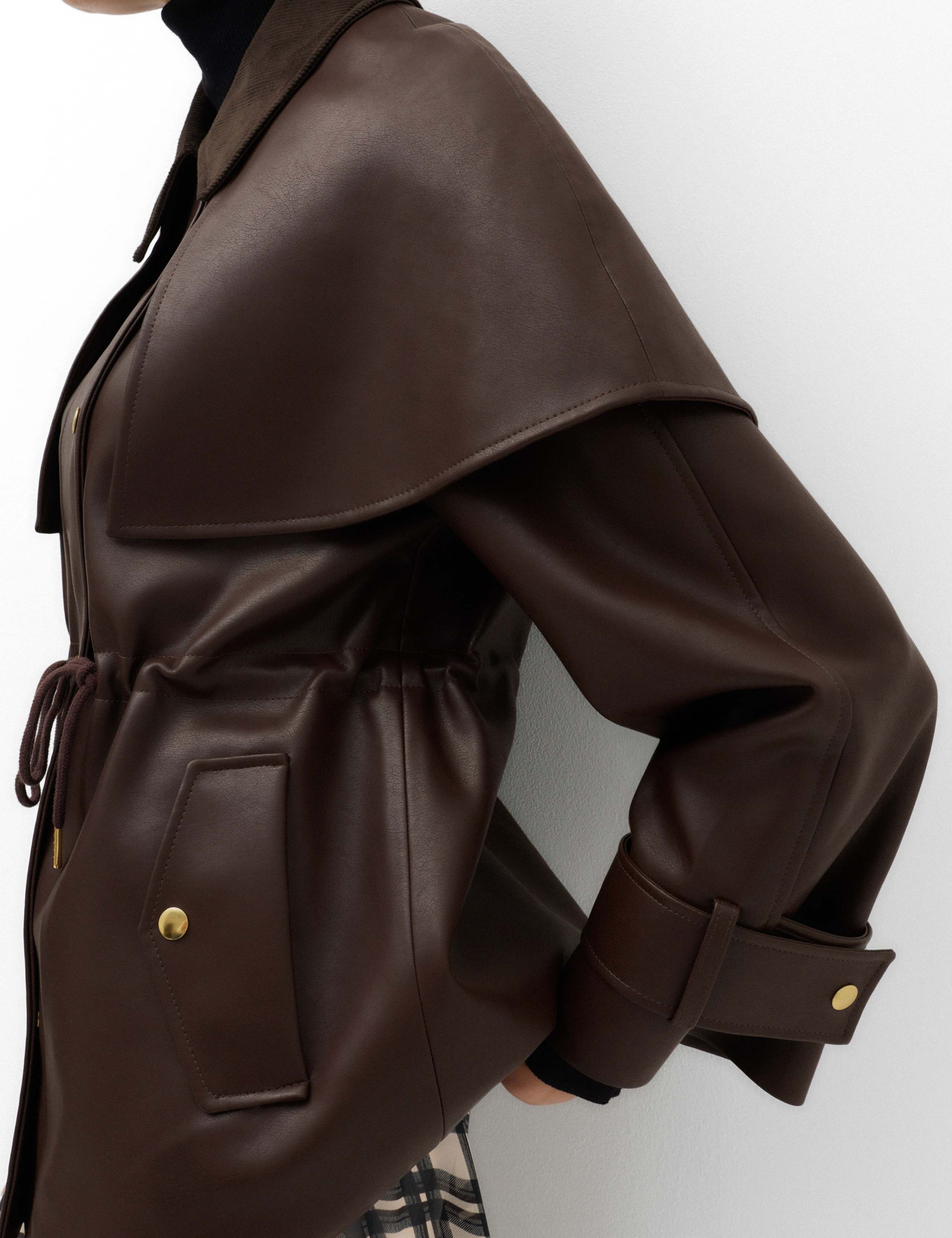 Faux Leather Collared Jacket 3 of 7