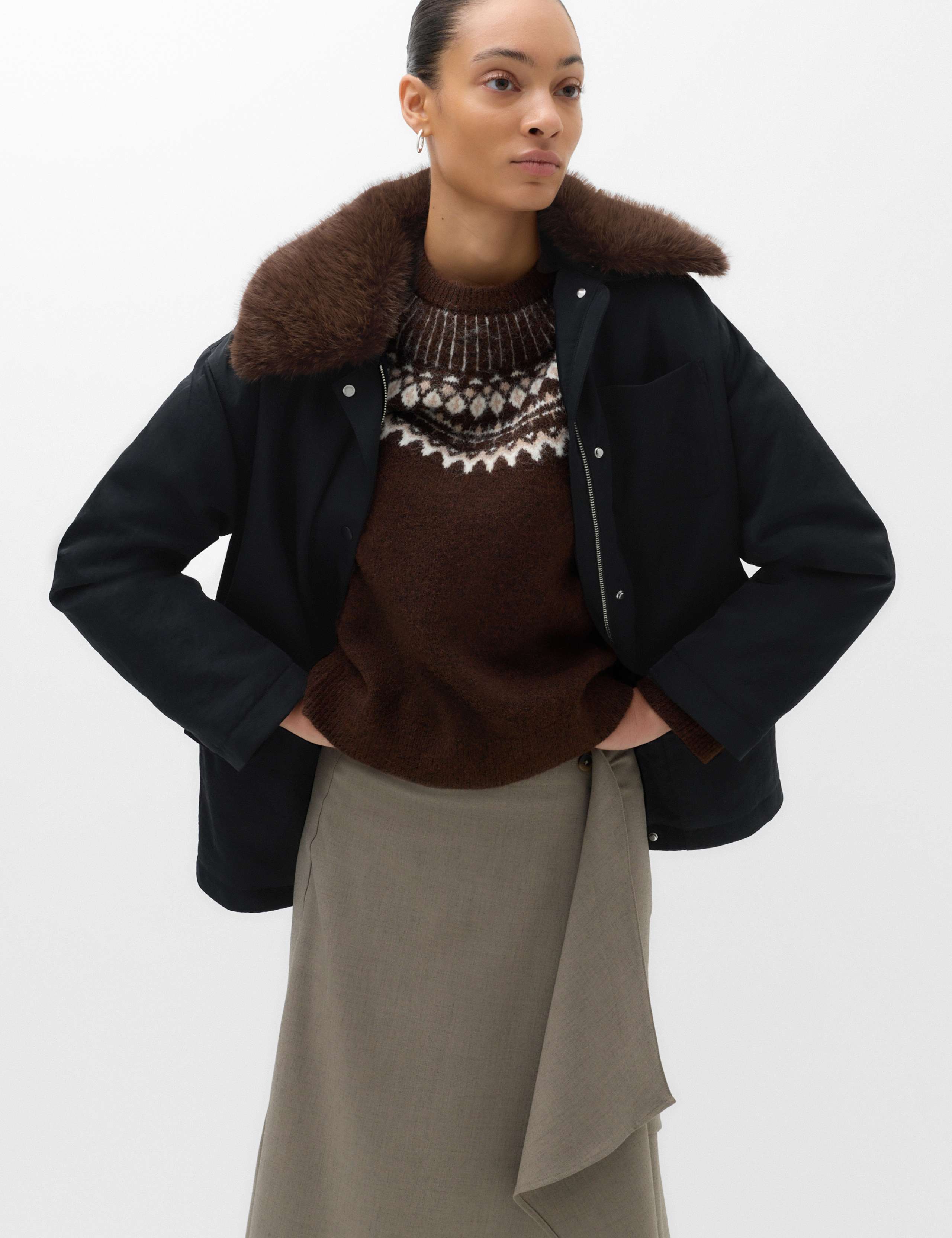 Fur Trim Barn Jacket 1 of 6