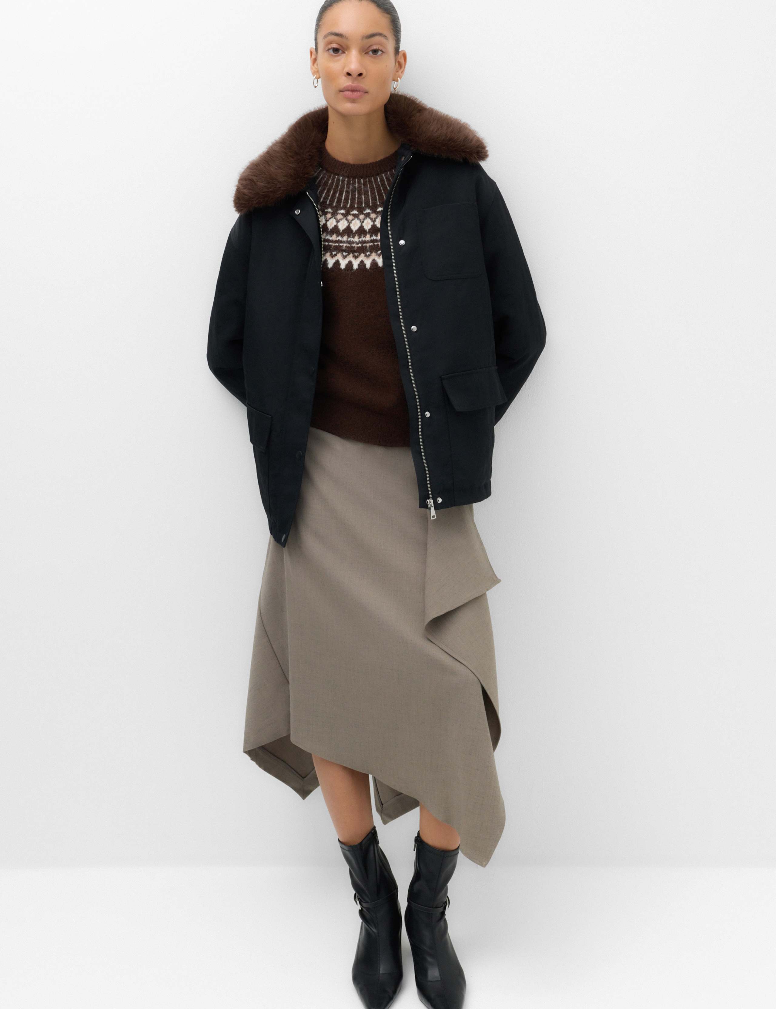 Faux Fur Trim Collared Jacket 5 of 6