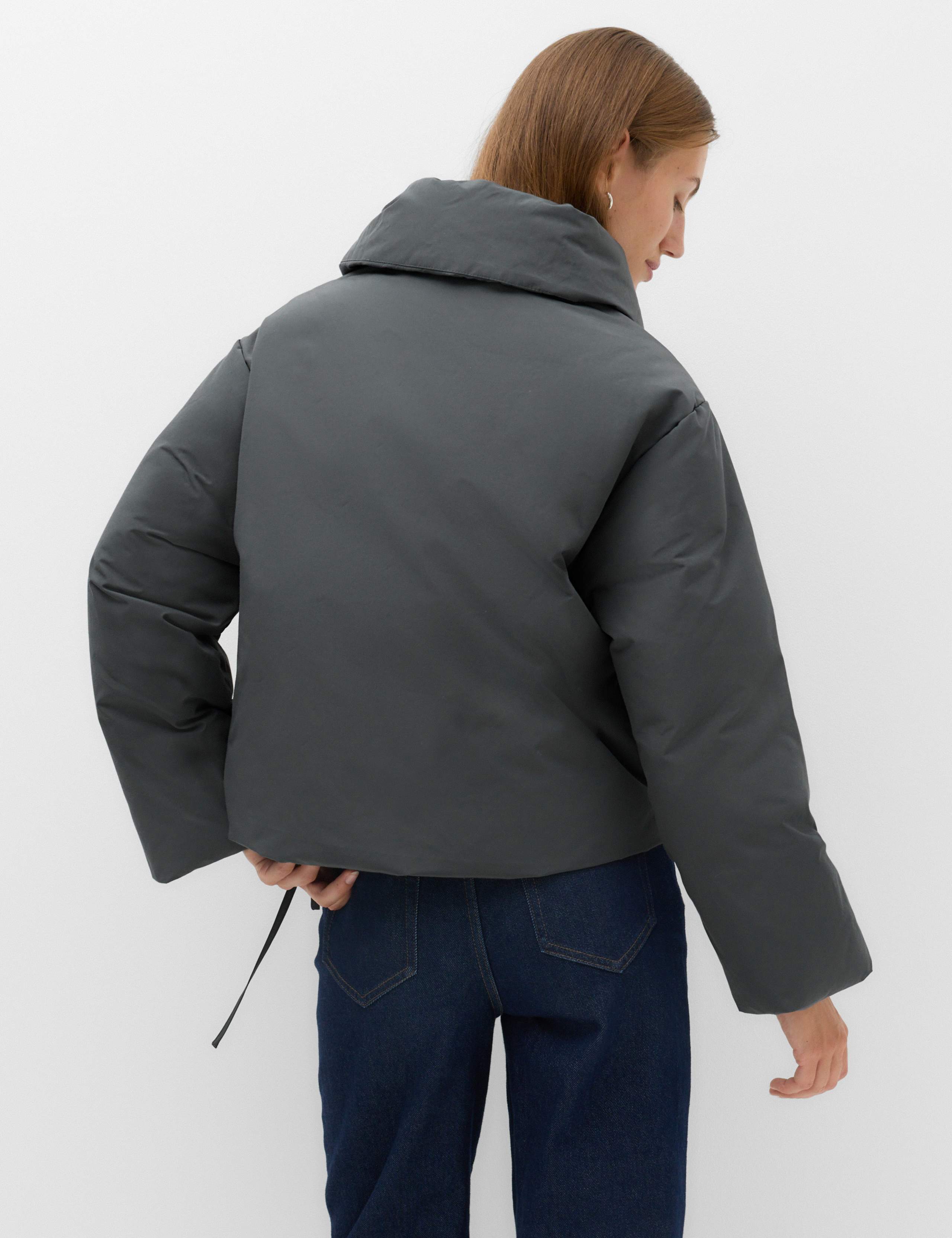 Feather & Down Funnel Neck Short Puffer Jacket 3 of 7