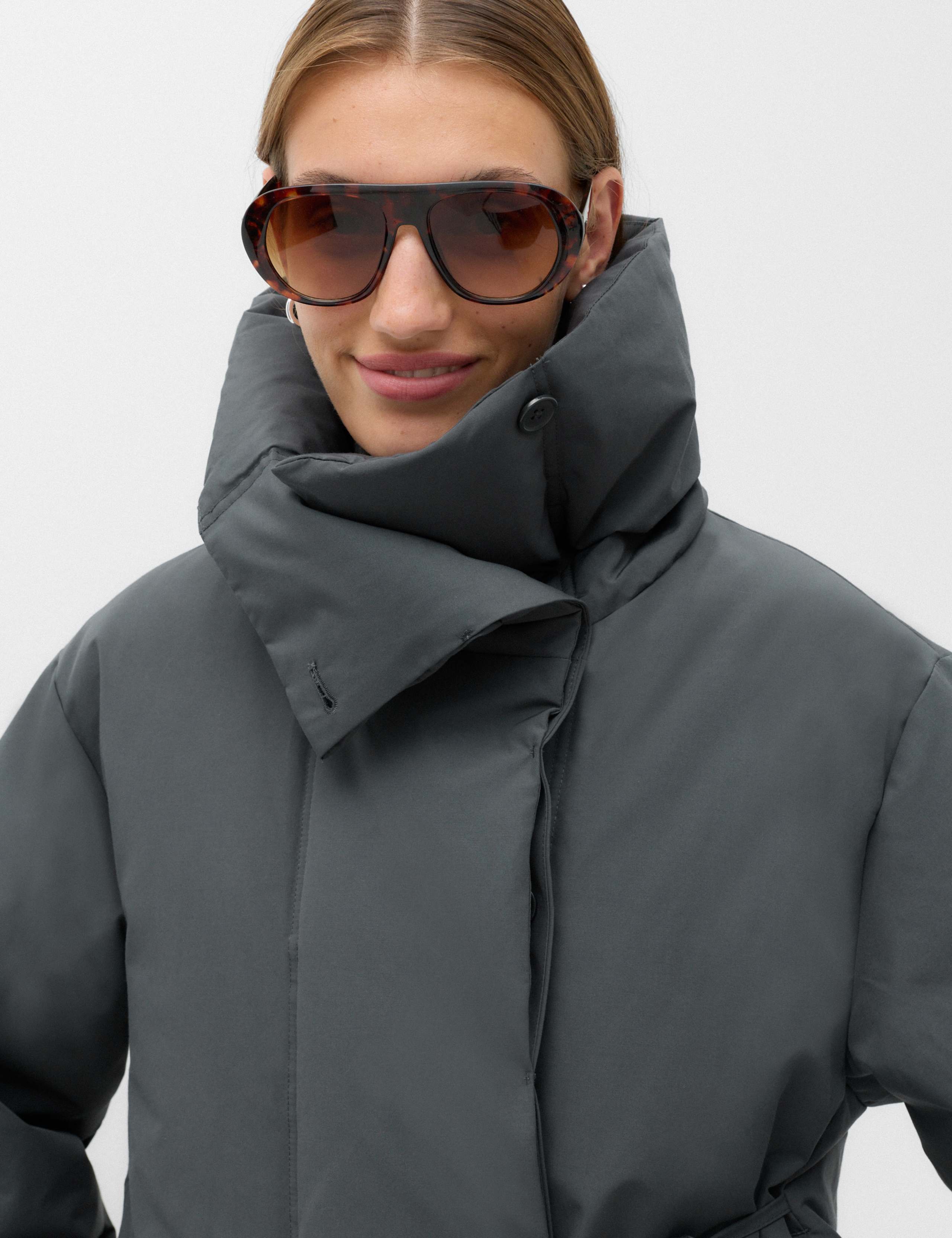 Feather & Down Funnel Neck Short Puffer Jacket 4 of 7