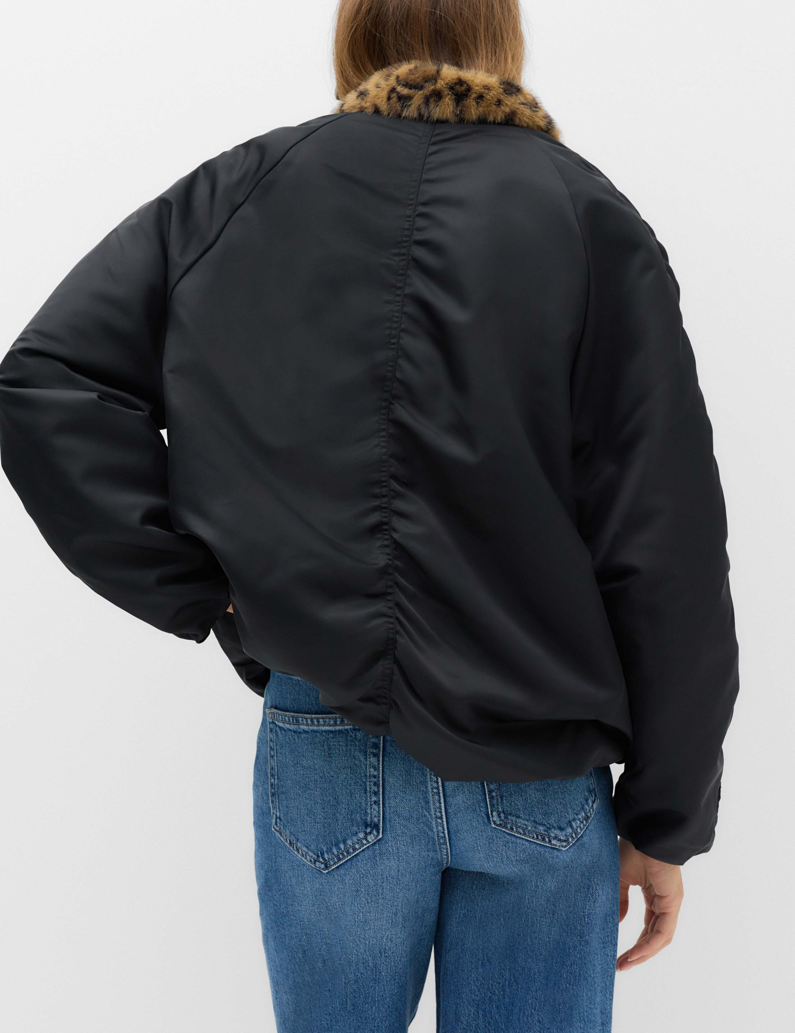 Satin Padded Faux Fur Lined Bomber Jacket 3 of 5