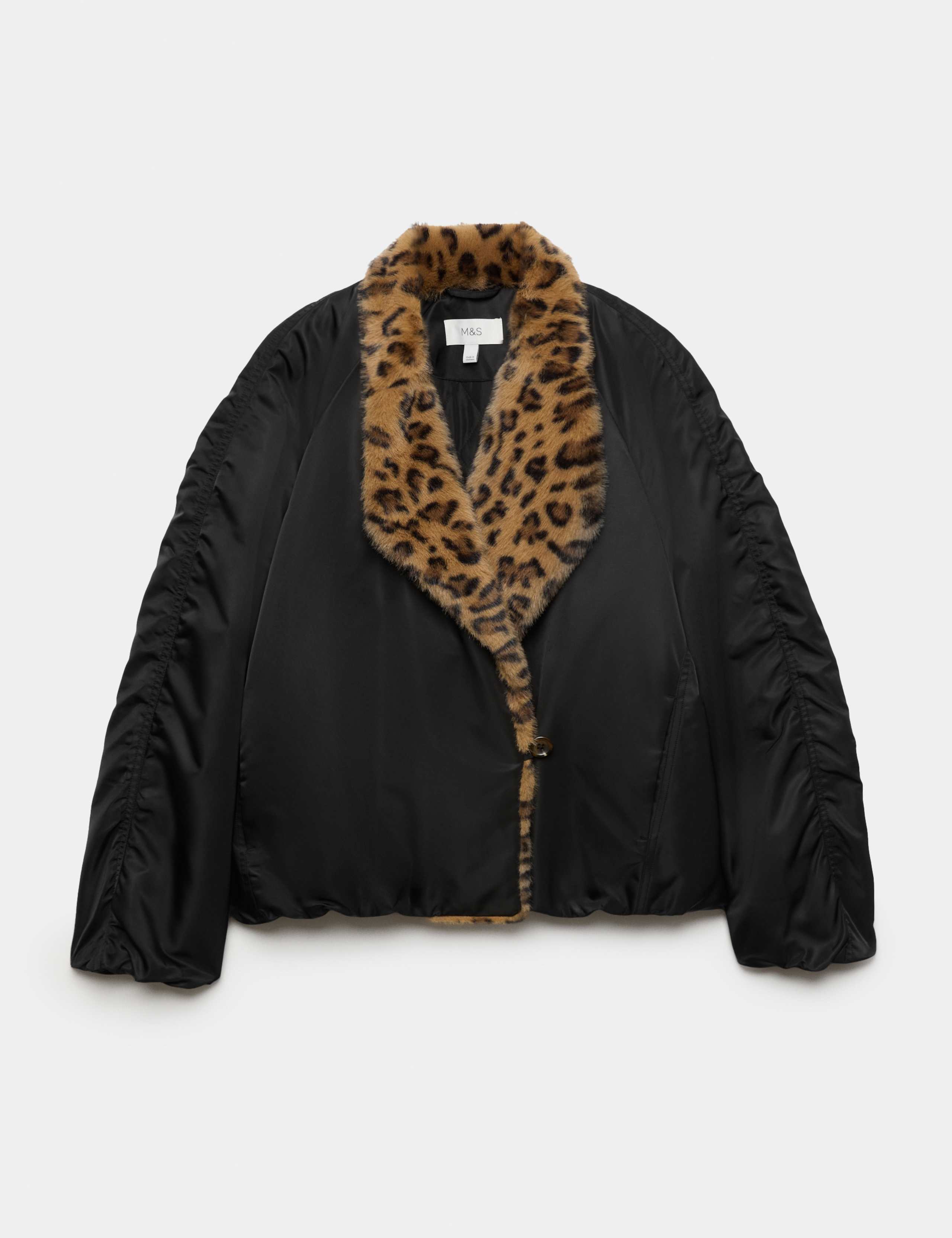 Satin Padded Faux Fur Lined Bomber Jacket 2 of 5