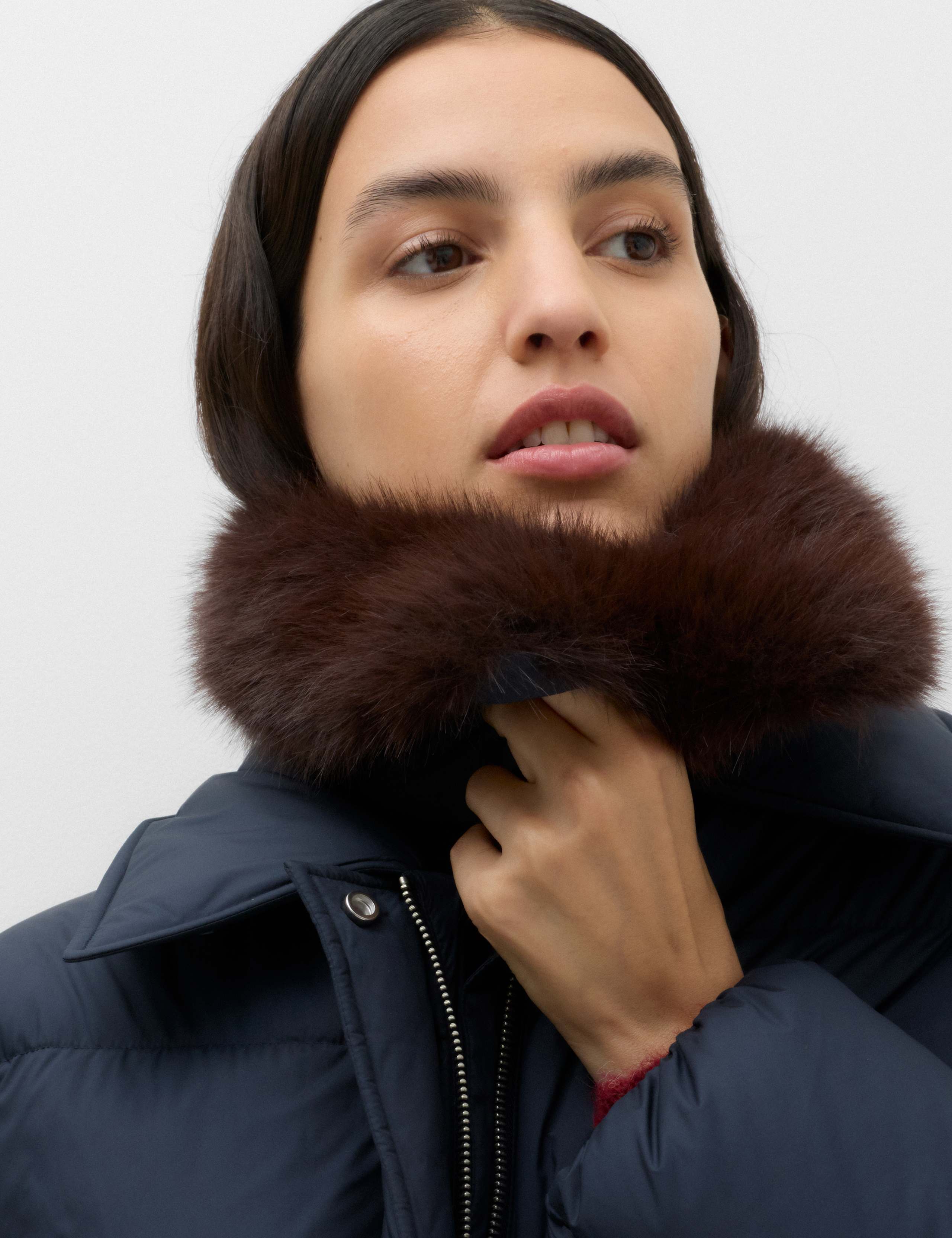 Feather and Down Faux Fur Collar Coat 5 of 7