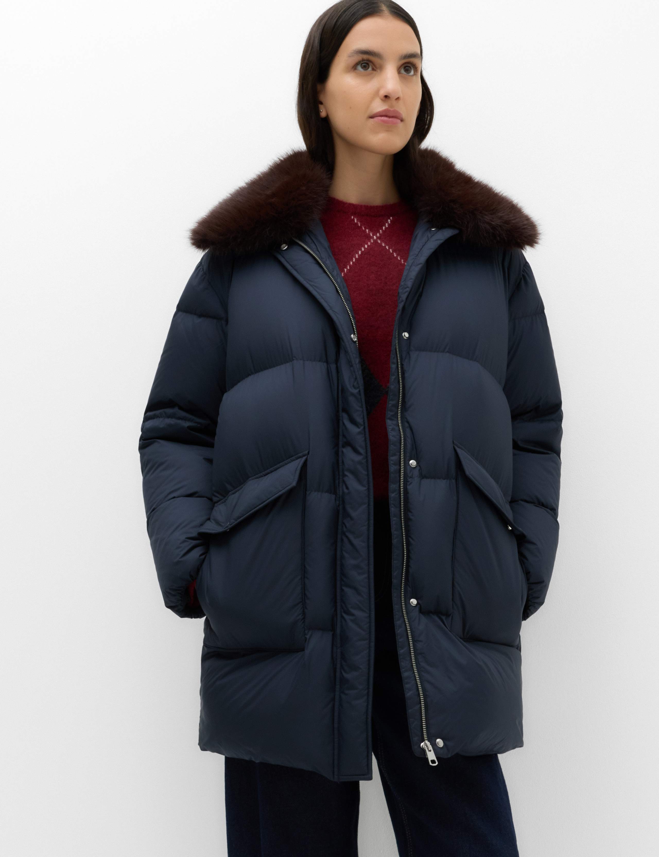 Feather and Down Faux Fur Collar Coat 7 of 7