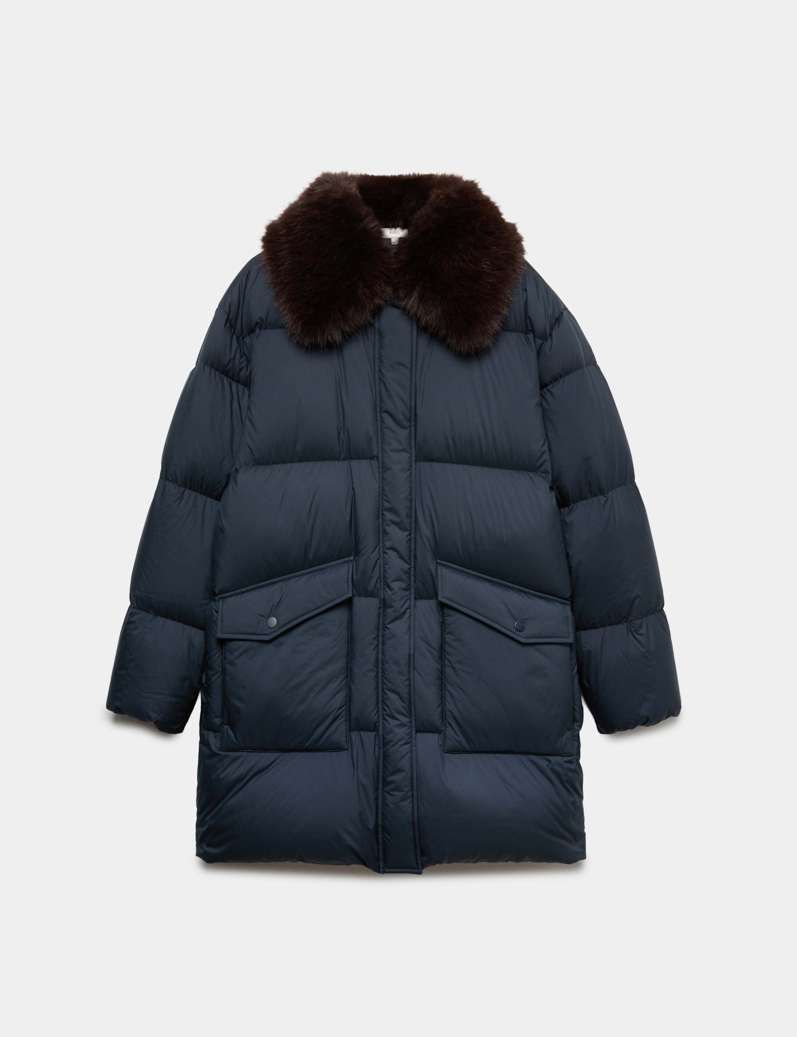 Feather and Down Faux Fur Collar Coat 2 of 7