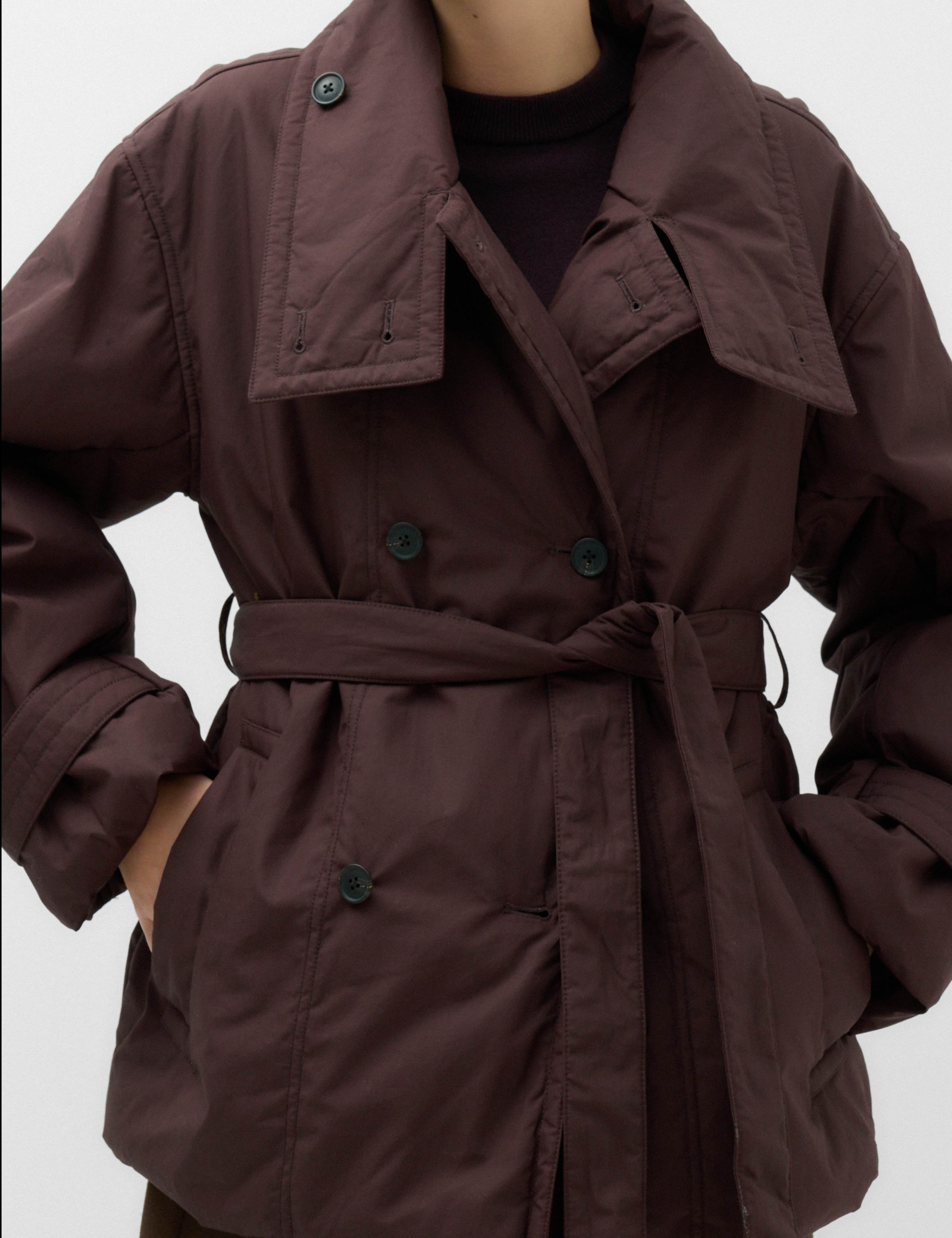 Pure Cotton Thermowarmth Belted Funnel Neck Coat 3 of 7