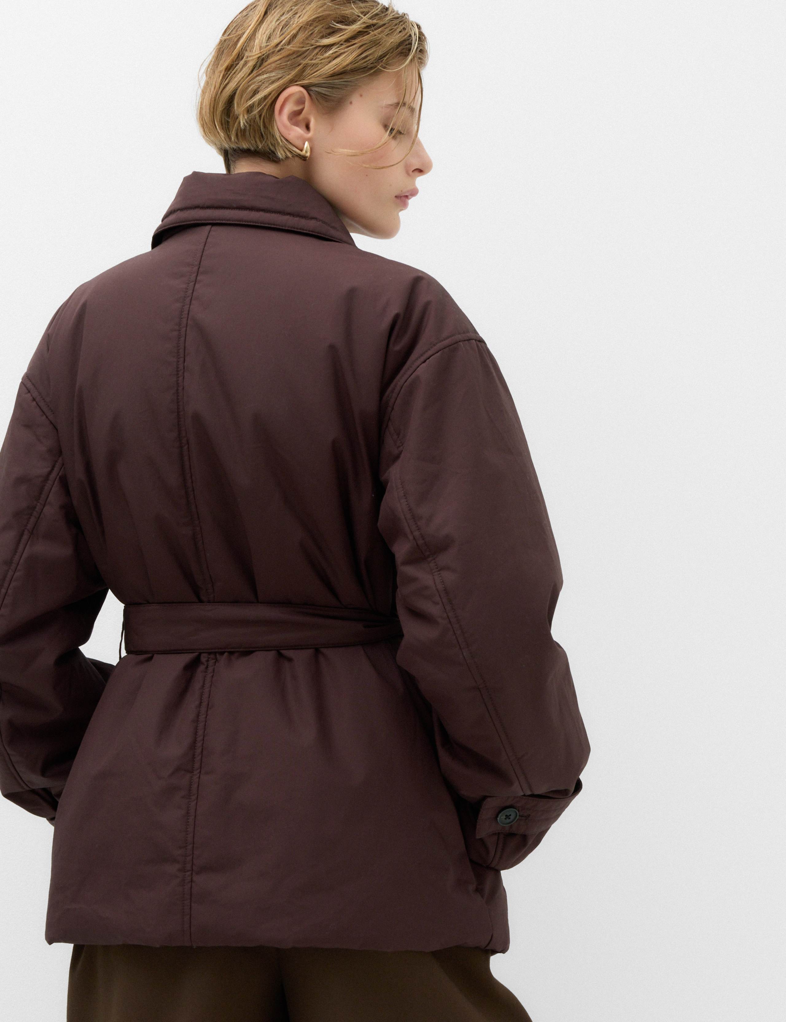 Pure Cotton Thermowarmth Belted Funnel Neck Coat 4 of 7