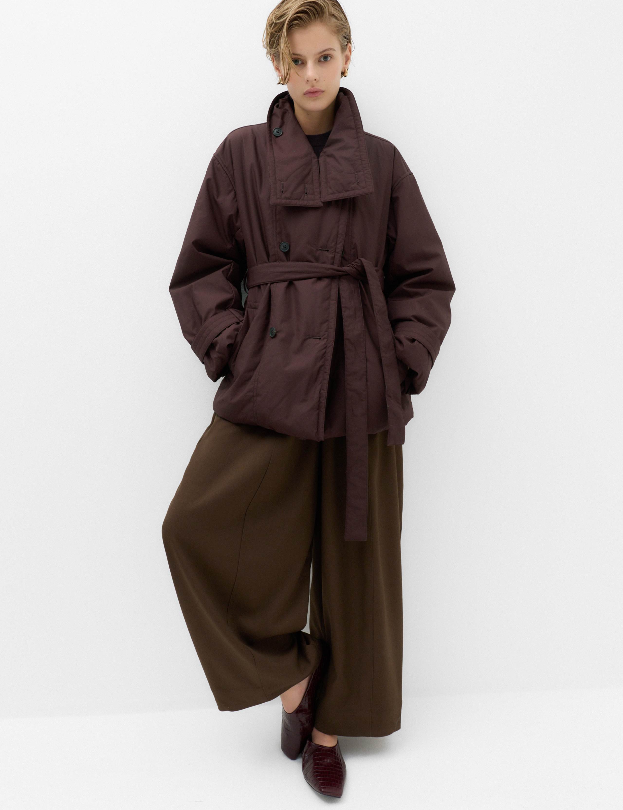 Pure Cotton Thermowarmth Belted Funnel Neck Coat 5 of 7