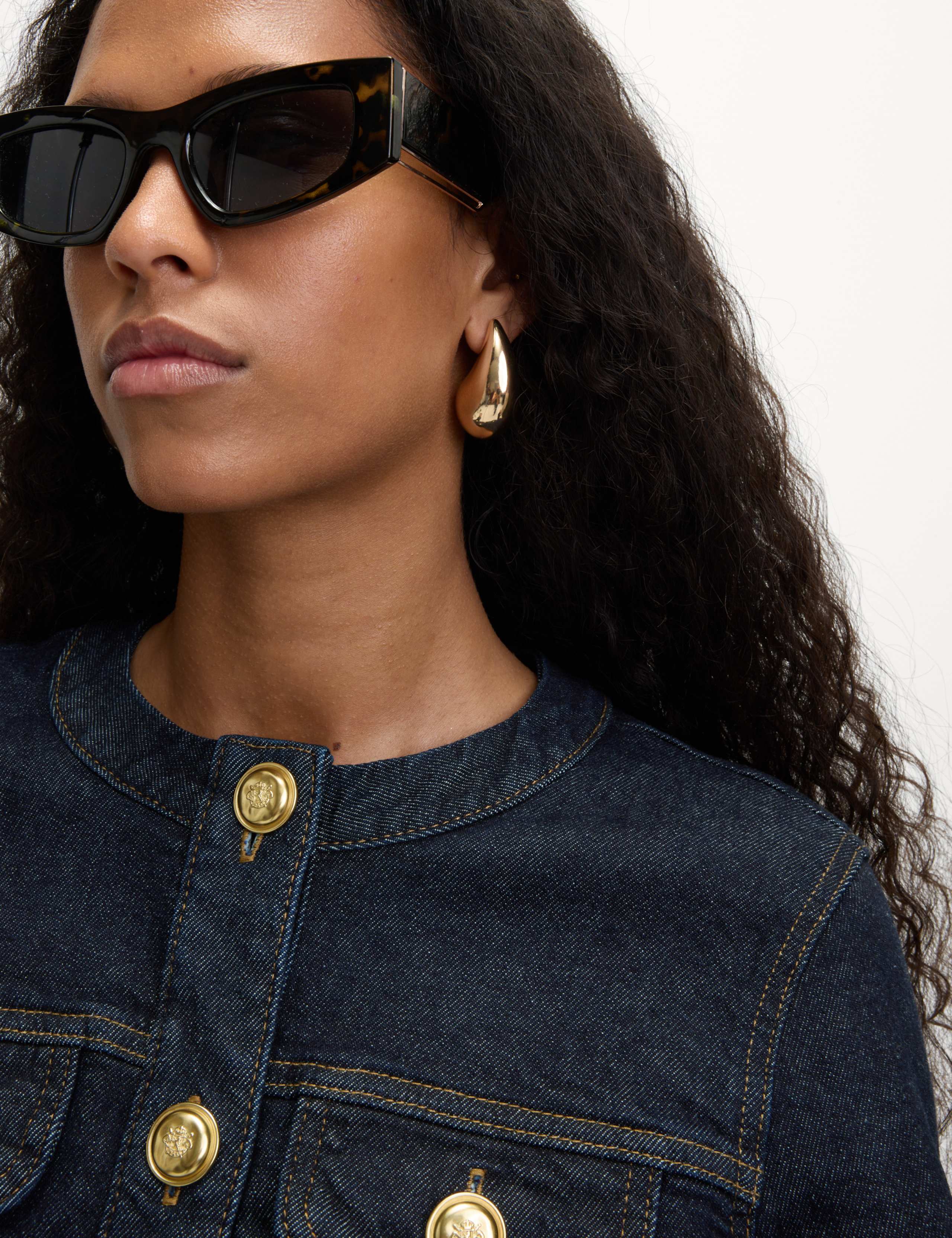 Denim Collarless Button Through Jacket 6 of 8