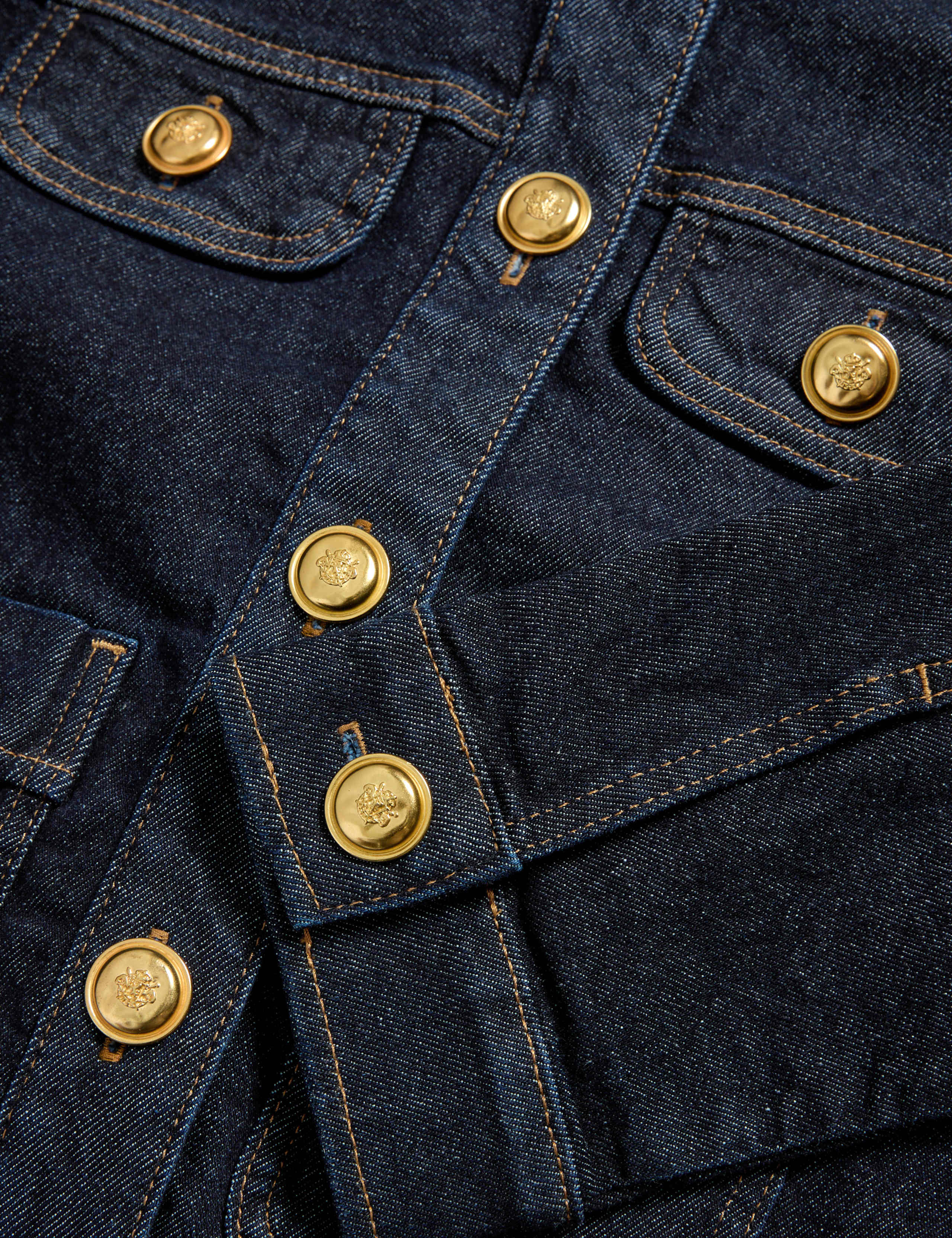 Denim Collarless Button Through Jacket 8 of 8