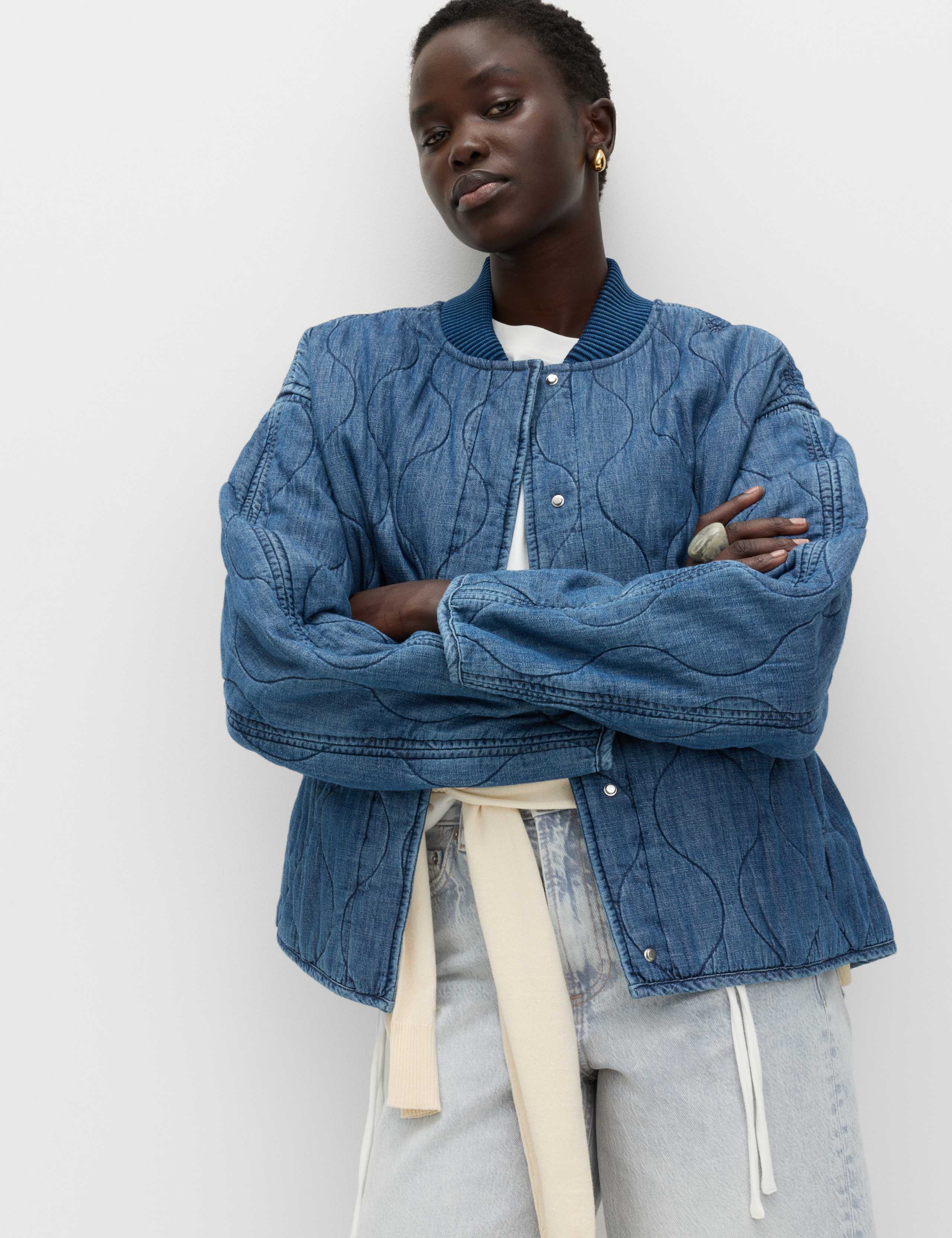 Pure Cotton Quilted Waisted Jacket 1 of 7