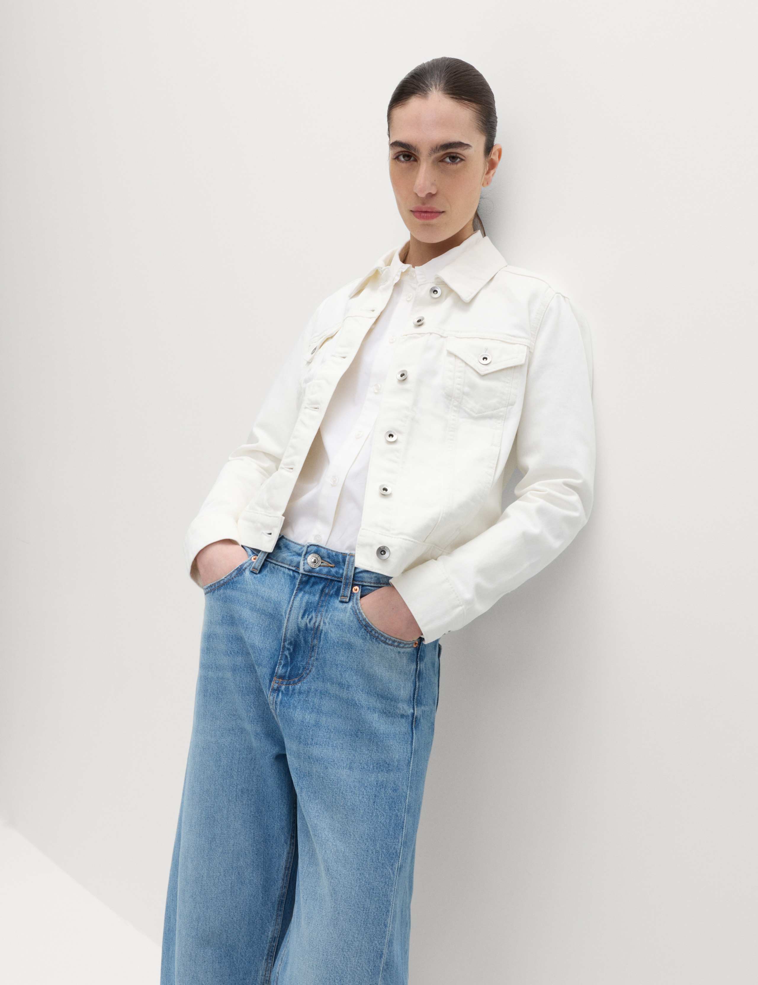 Denim Collared Short Trucker Jacket 6 of 6