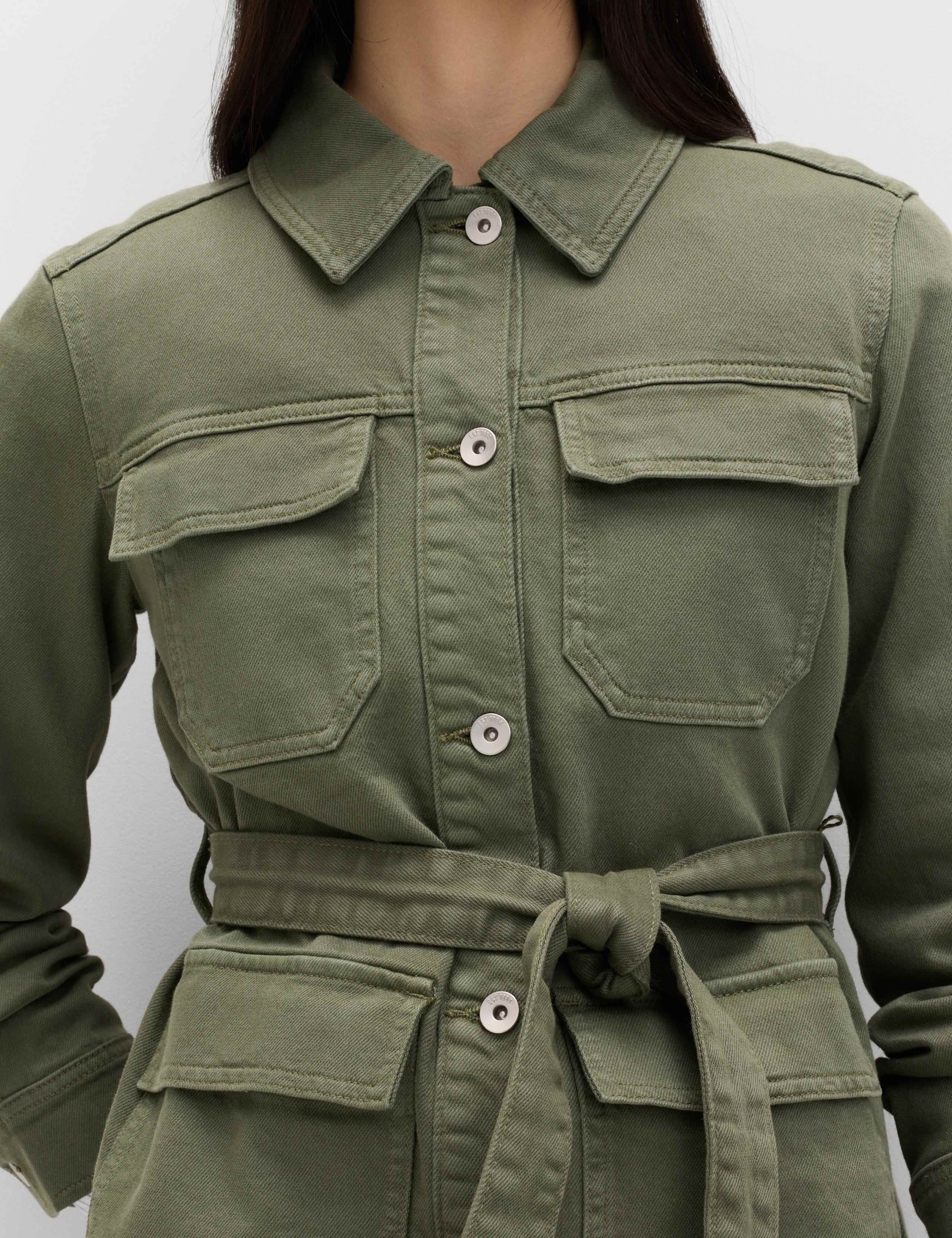 Denim Belted Collared Utility Shacket 7 of 7