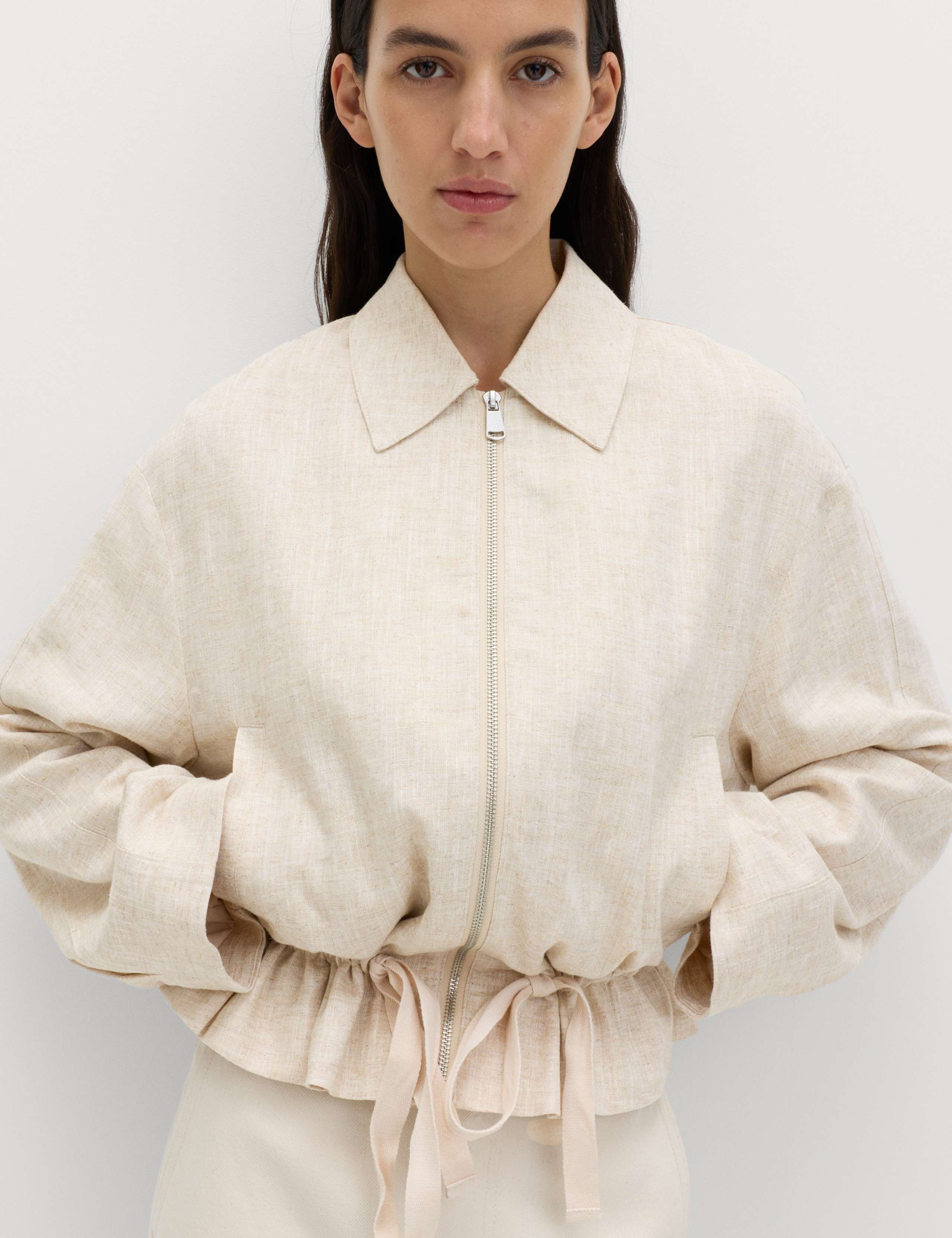 Linen Blend Lightweight Harrington Jacket 1 of 6