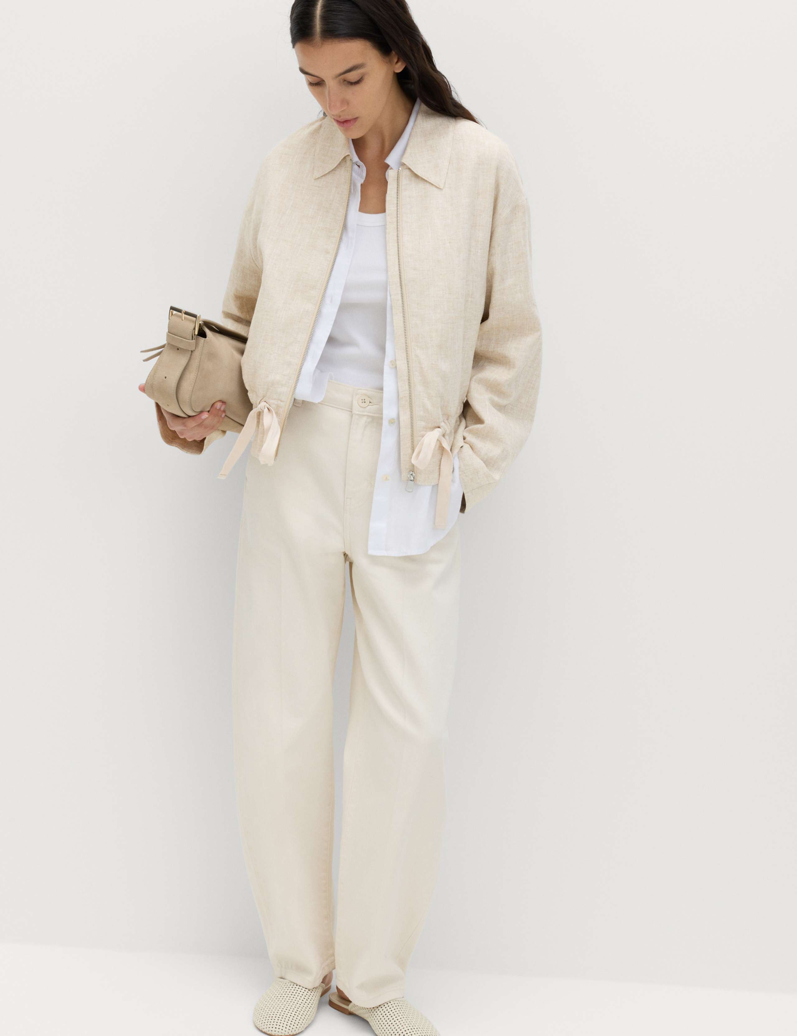 Linen Blend Lightweight Harrington Jacket 3 of 6