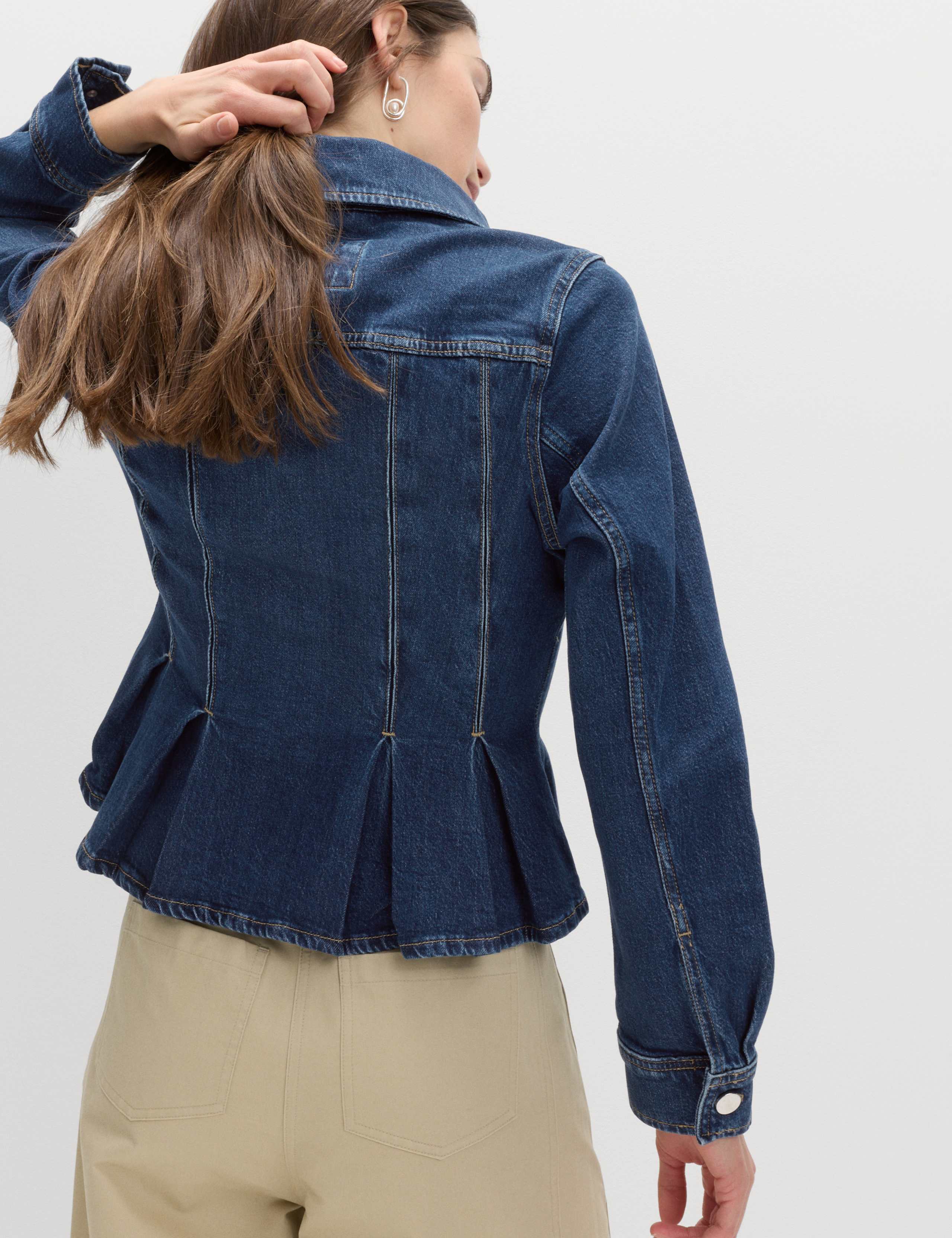 Denim Peplum Collared Jacket 4 of 6