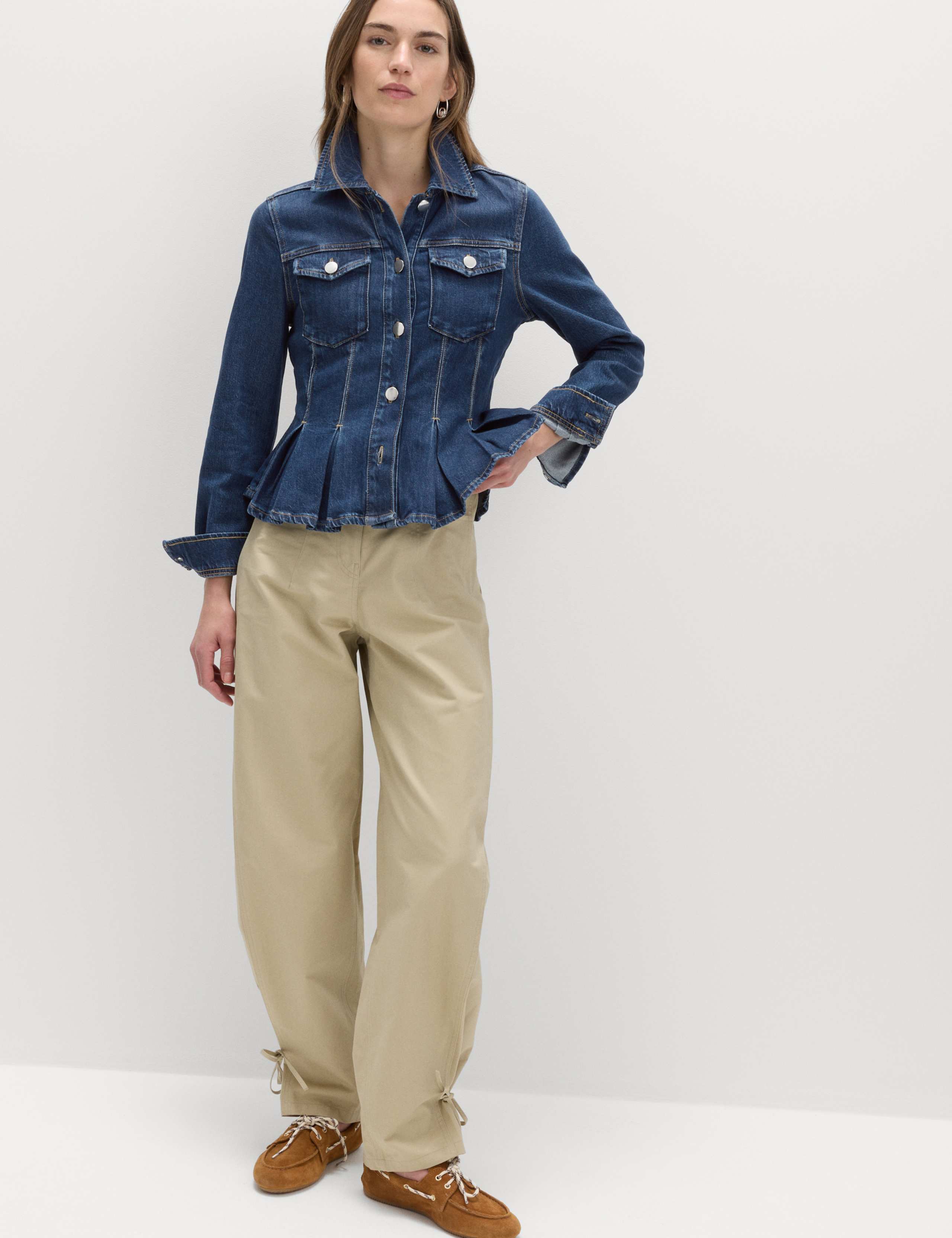 Denim Peplum Collared Jacket 5 of 6