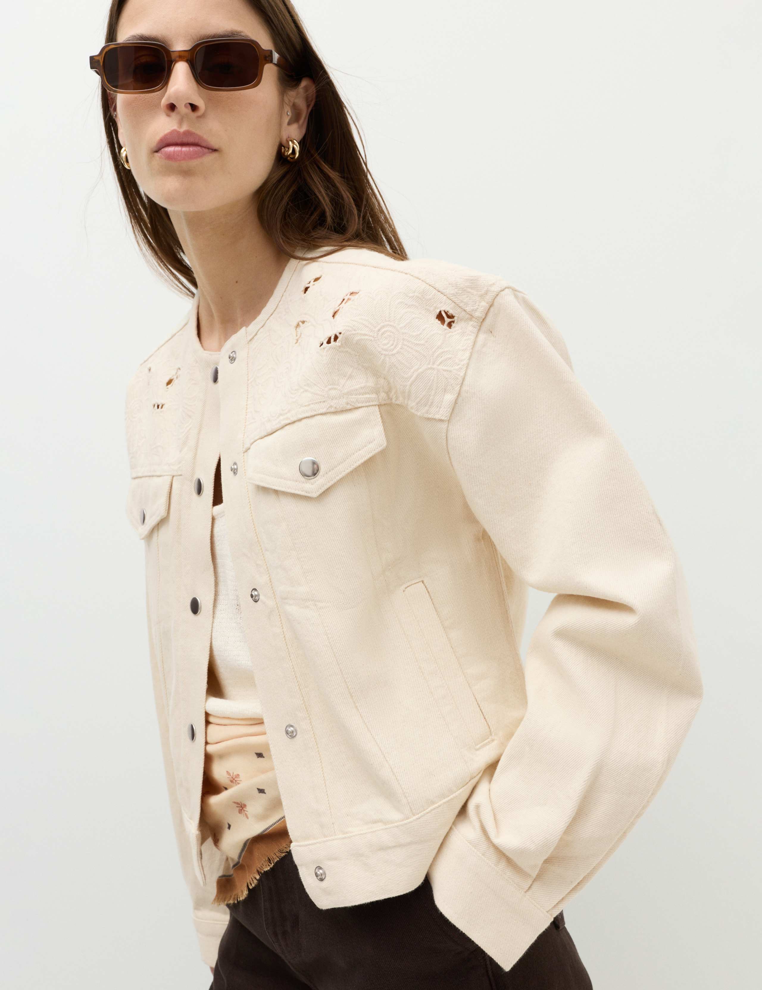 Cutwork Denim Trucker Jacket 1 of 6