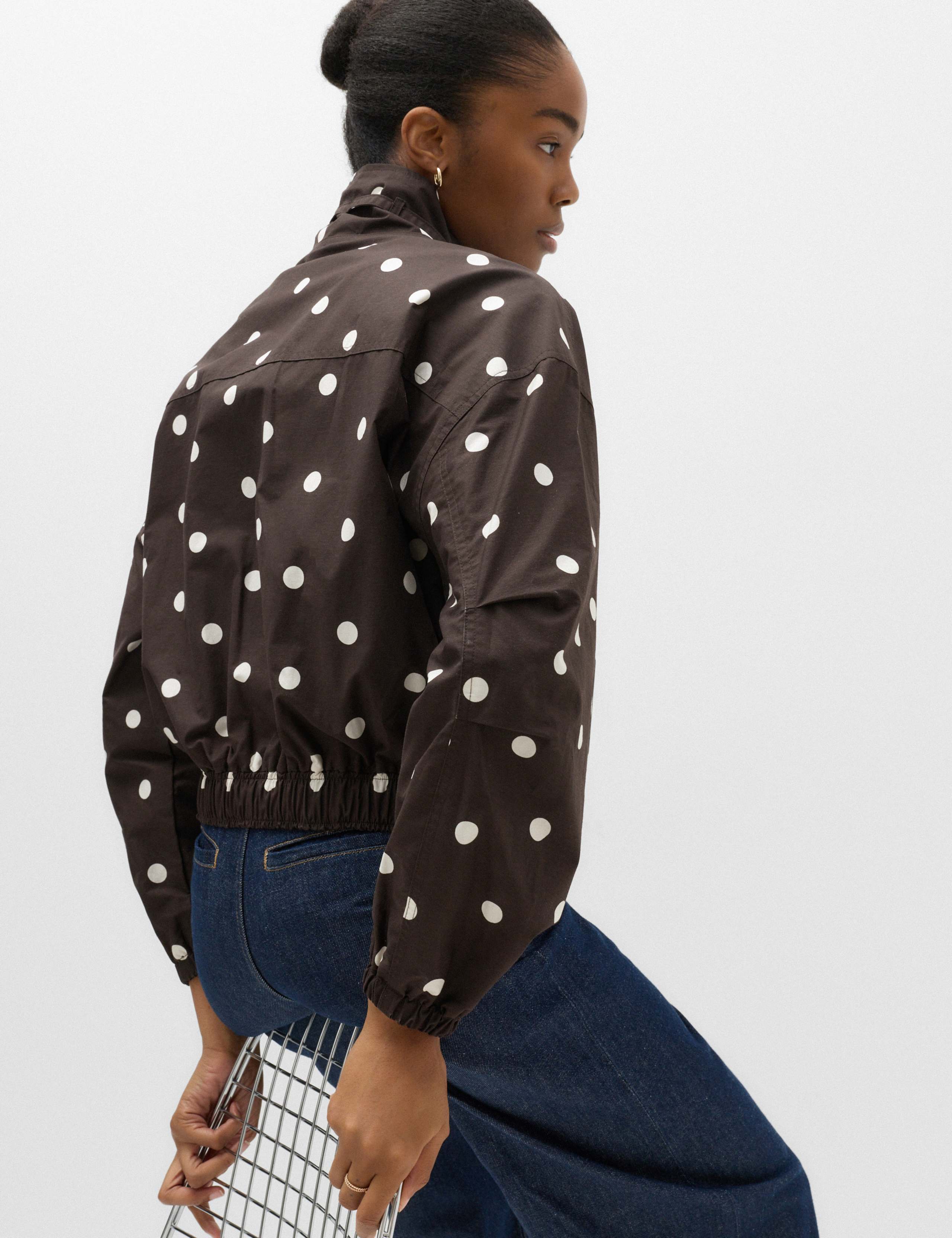 Cotton Rich Funnel Neck Bomber Jacket 4 of 6