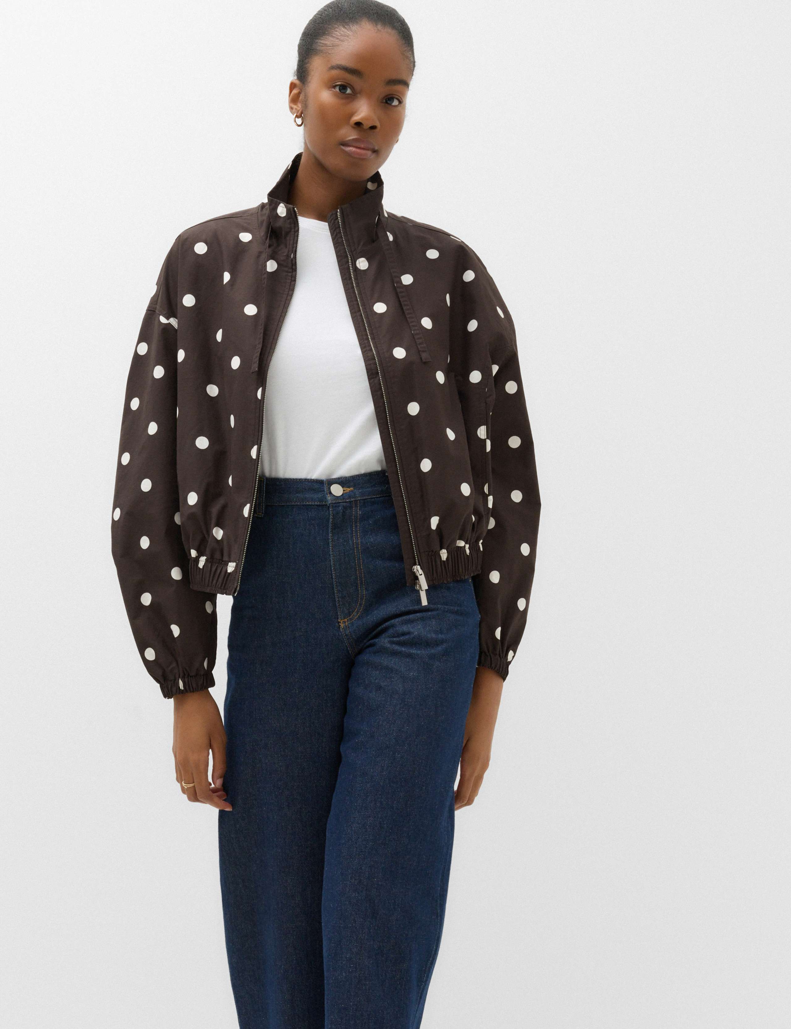Cotton Rich Funnel Neck Bomber Jacket 5 of 6