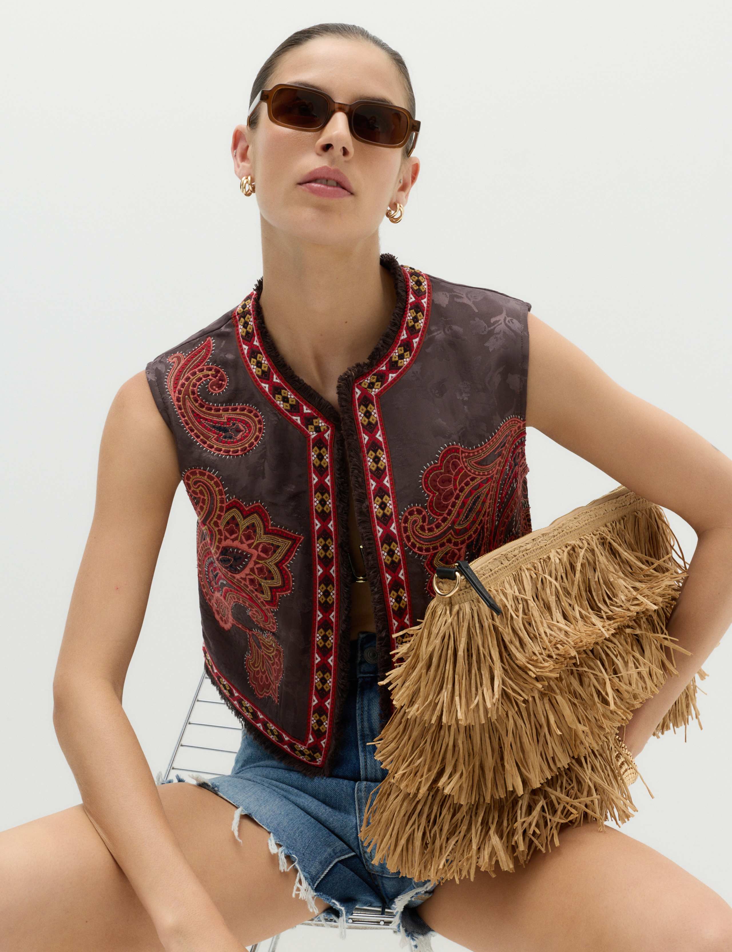 Embroidered Cropped Gilet 1 of 6