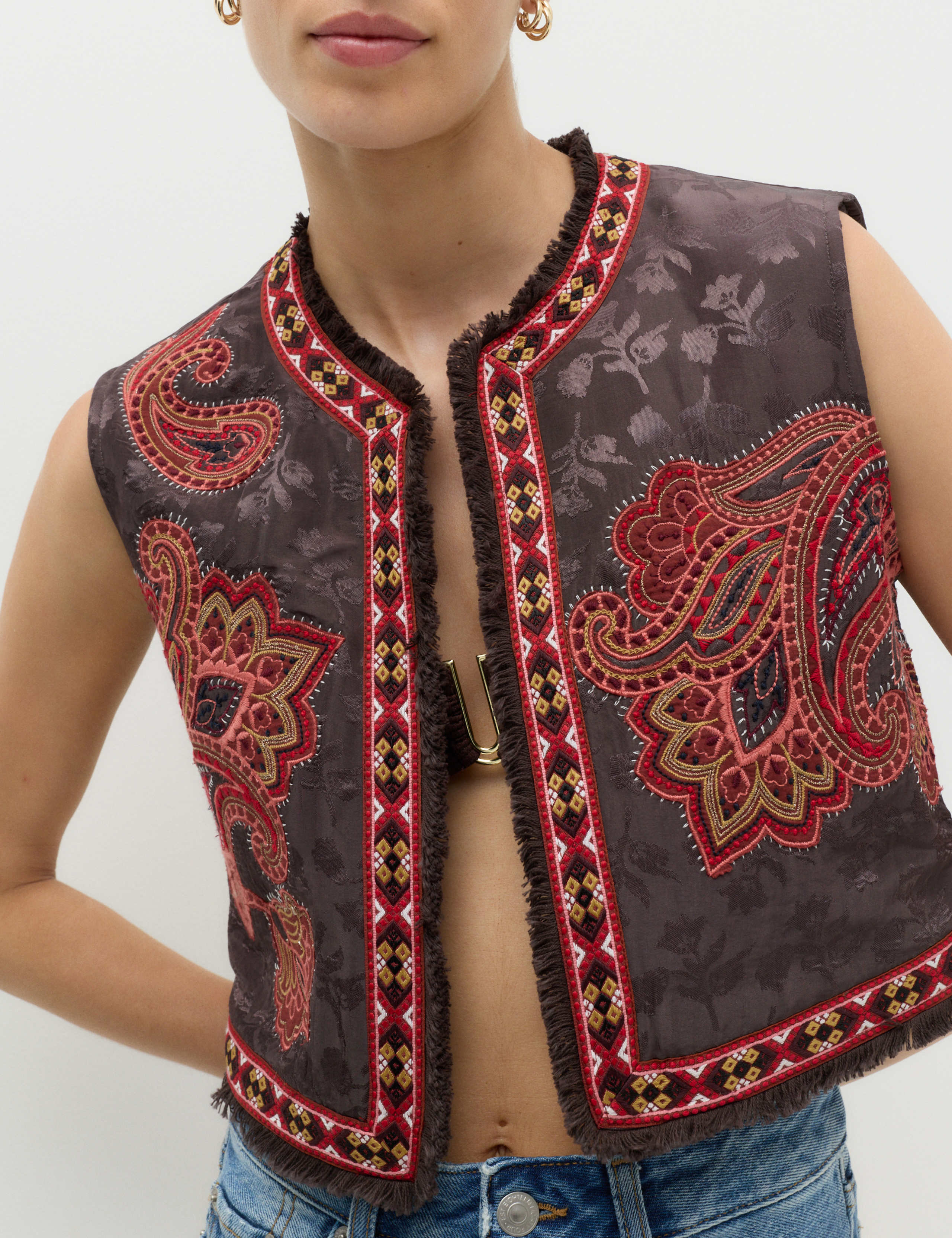 Embroidered Cropped Gilet 4 of 6