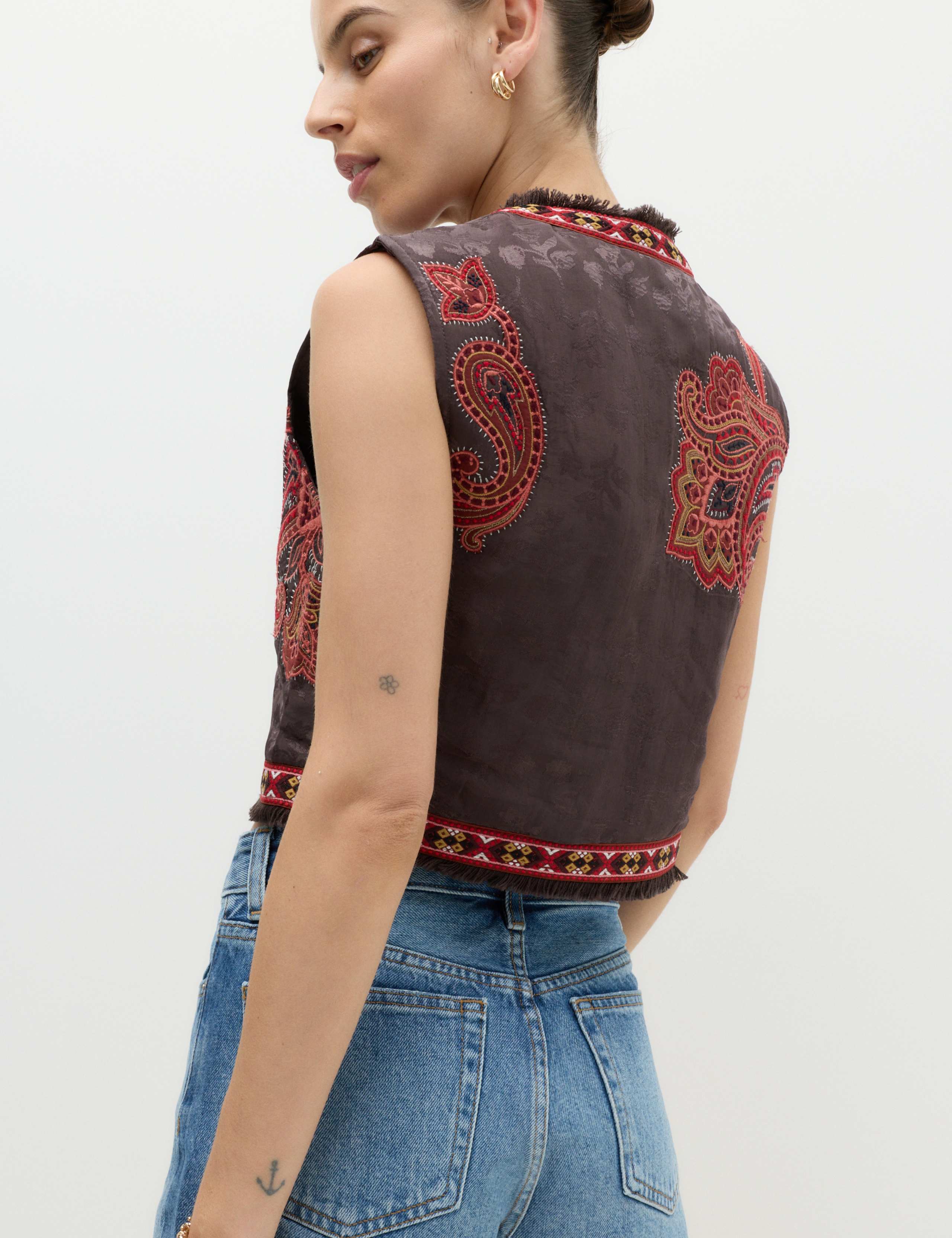 Embroidered Cropped Gilet 5 of 6
