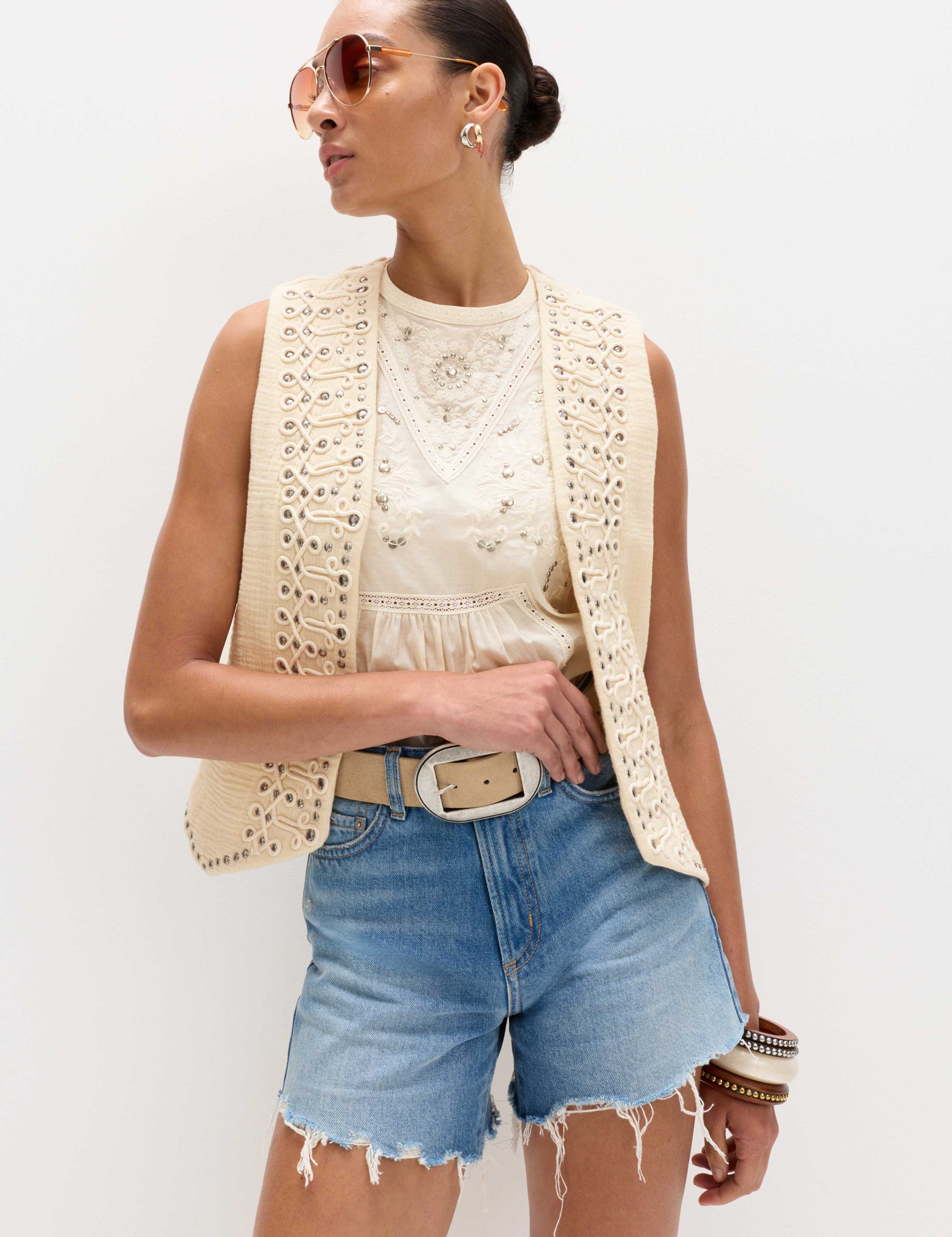 Pure Cotton Studded Gilet 5 of 8