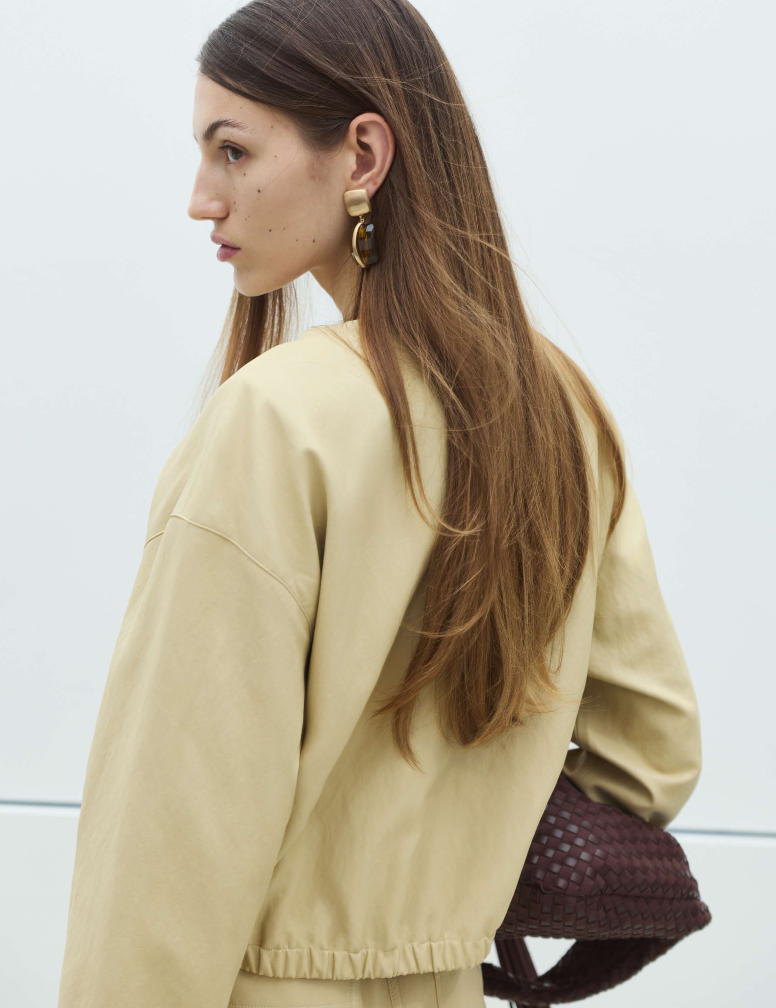 Faux Leather Neck Tie Bomber Jacket 5 of 7