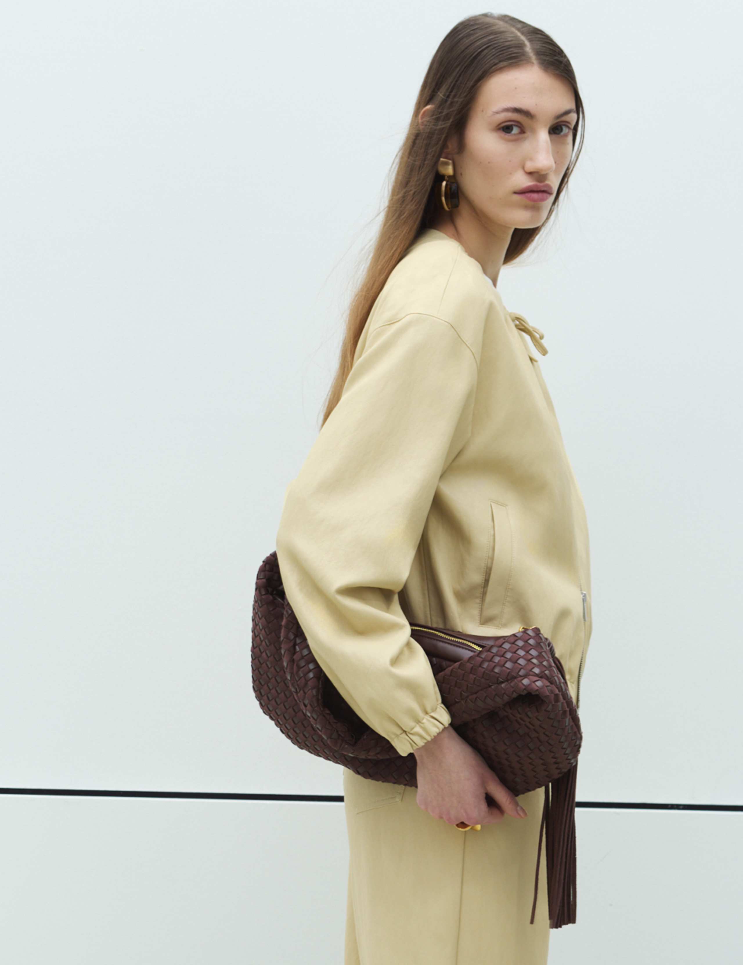 Faux Leather Neck Tie Bomber Jacket 7 of 7