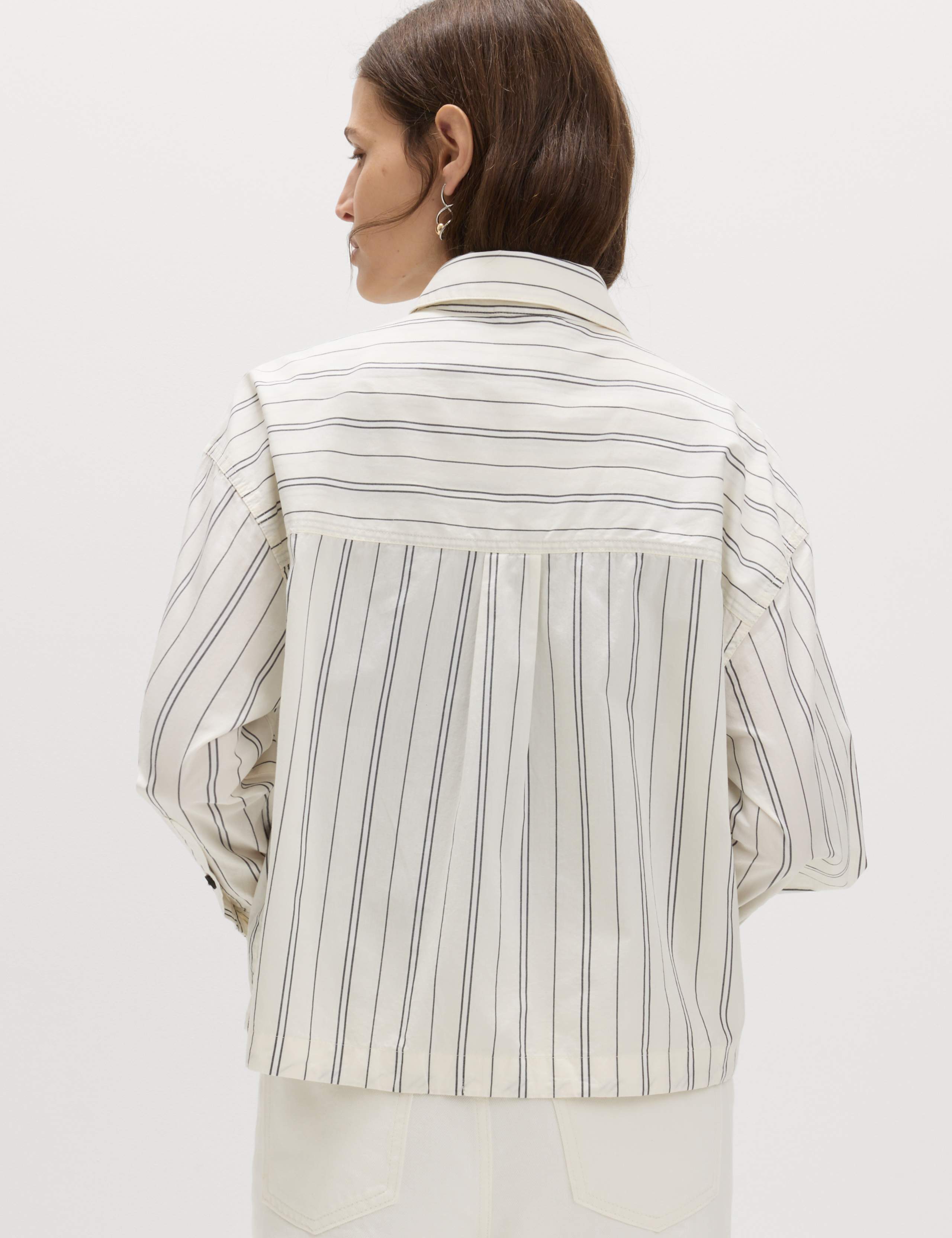 Pure Cotton Striped Zip Through Shirt Jacket 3 of 6