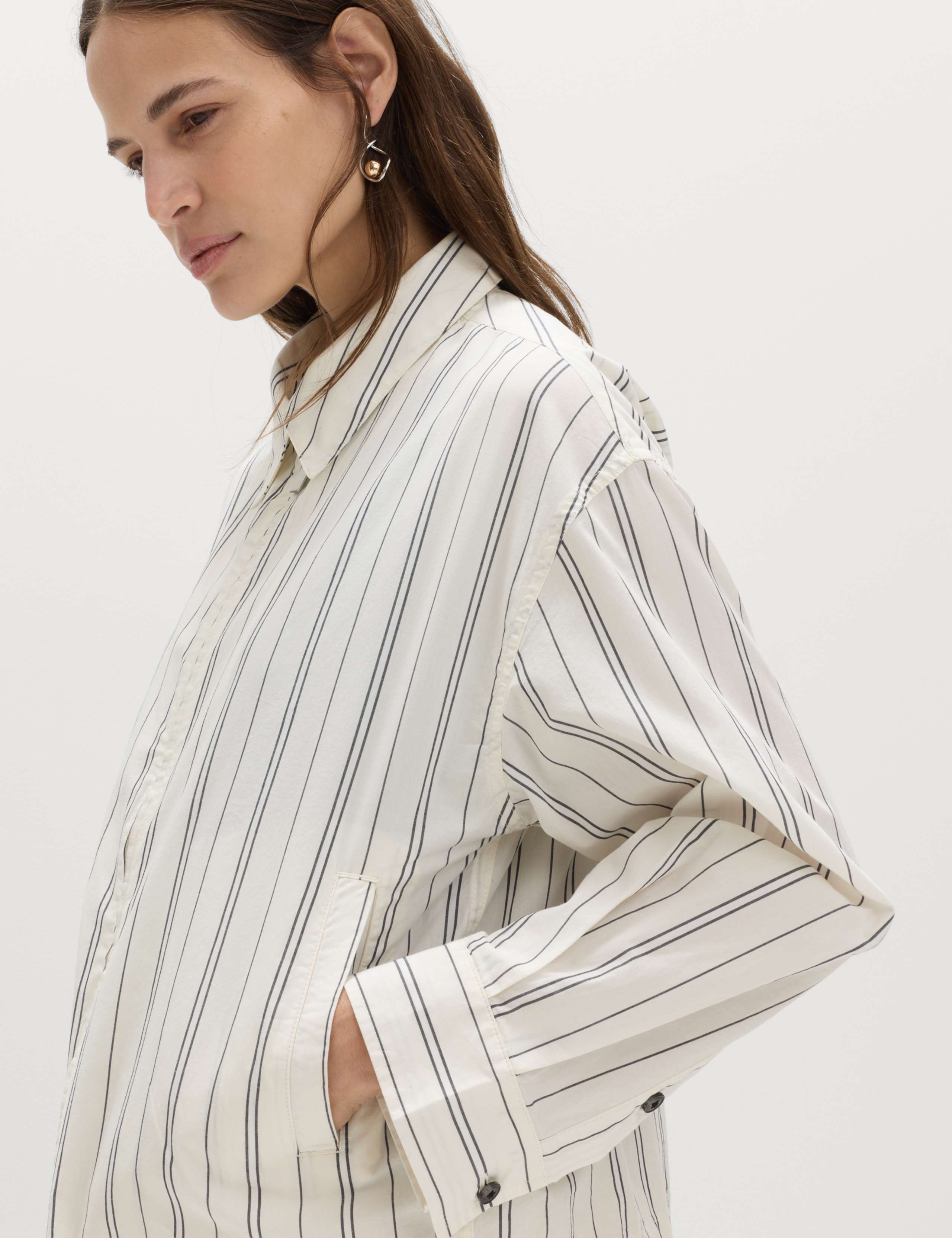 Pure Cotton Striped Zip Through Shirt Jacket 5 of 6