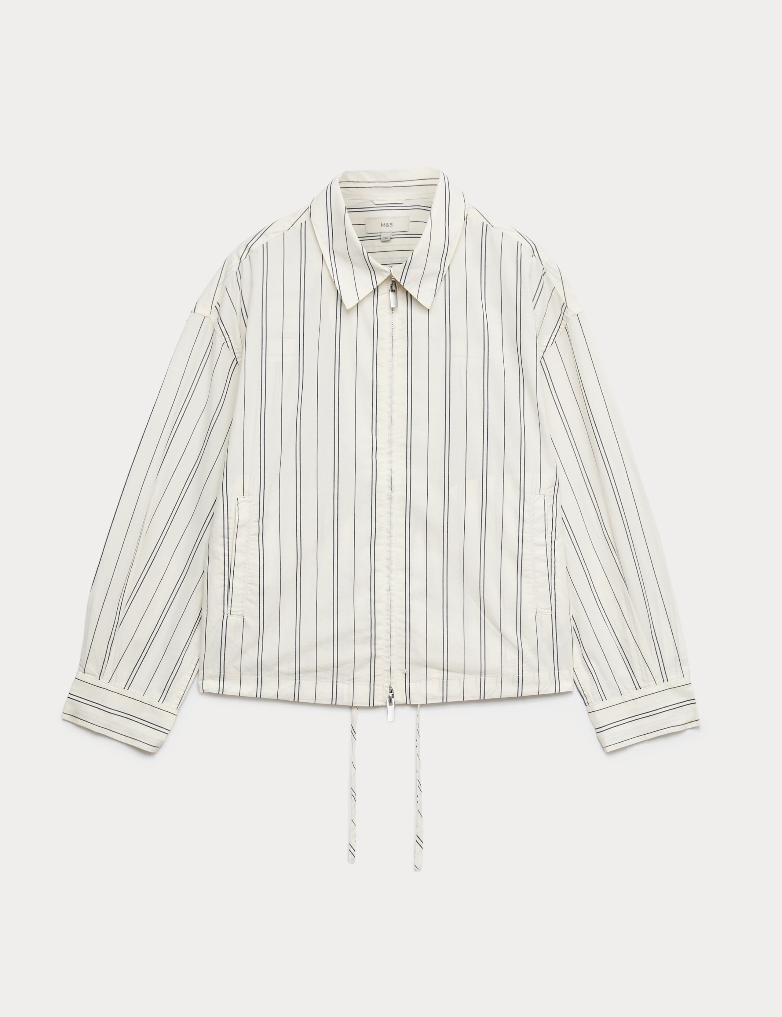 Pure Cotton Striped Zip Through Shirt Jacket 2 of 6