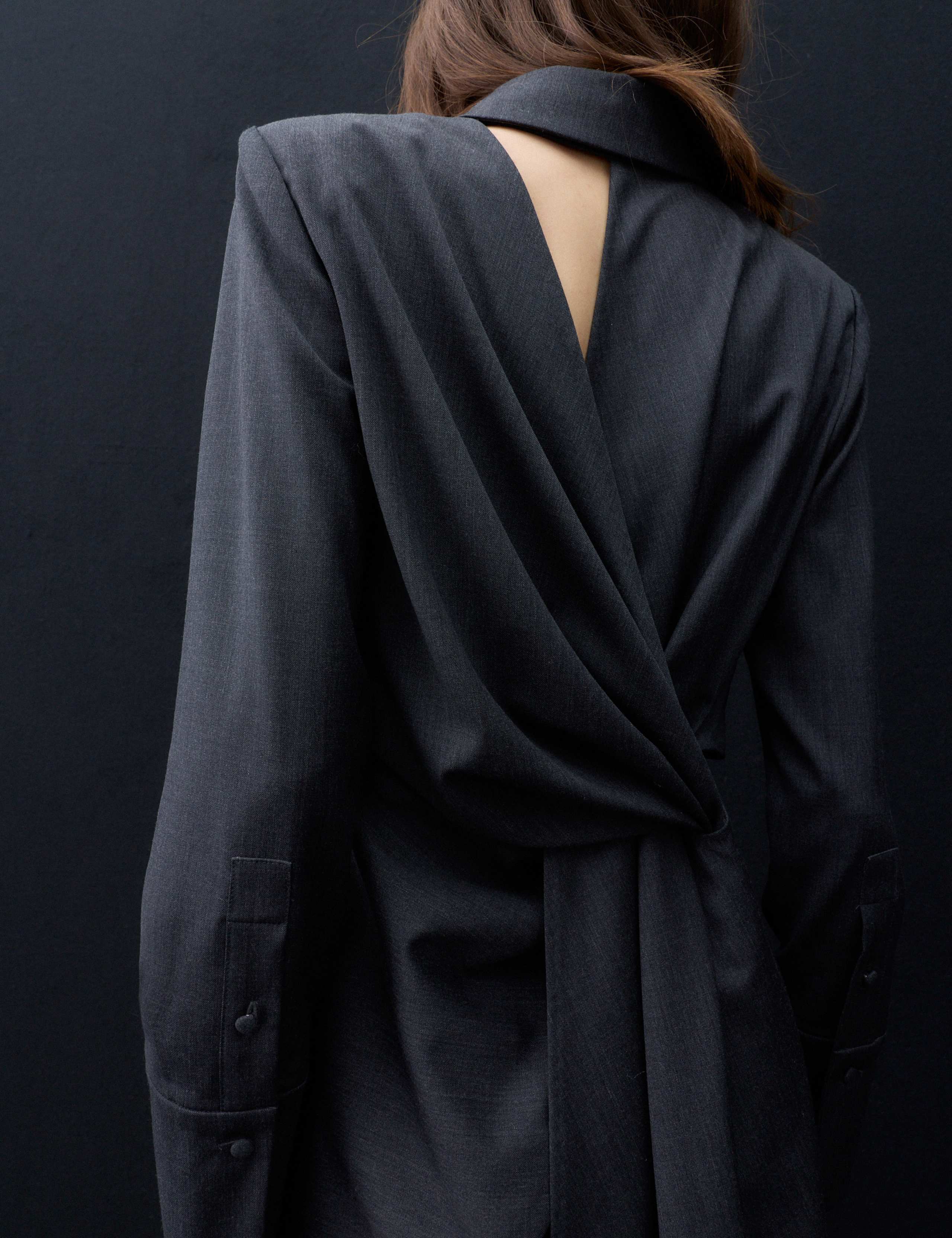 Wool Blend Draped Back Shirt Dress 7 of 7