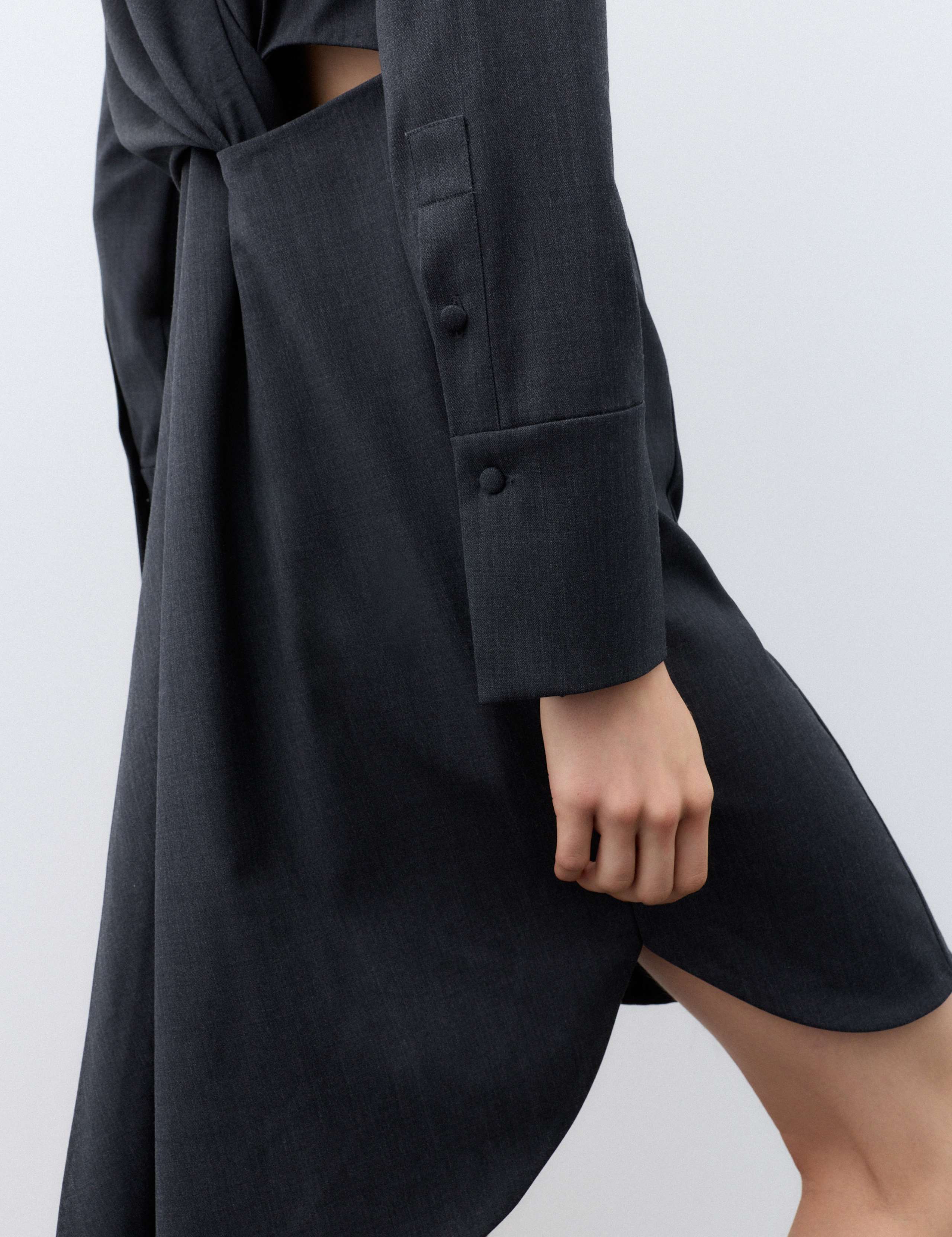 Wool Blend Draped Back Shirt Dress 5 of 7