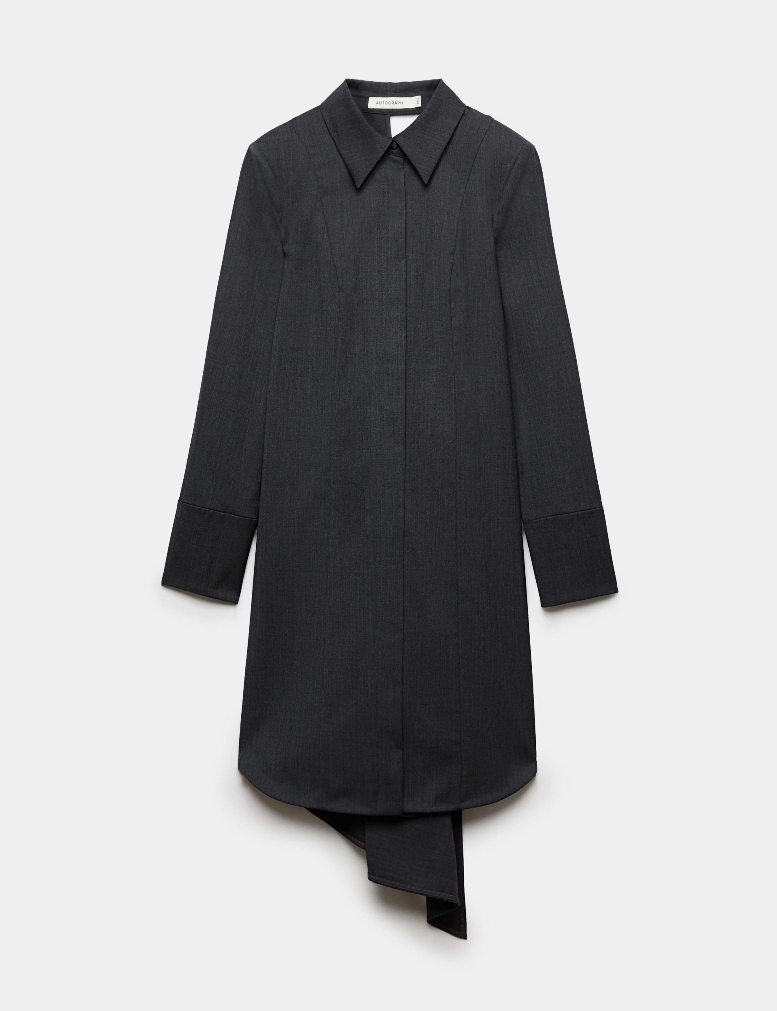 Wool Blend Draped Back Shirt Dress 2 of 7