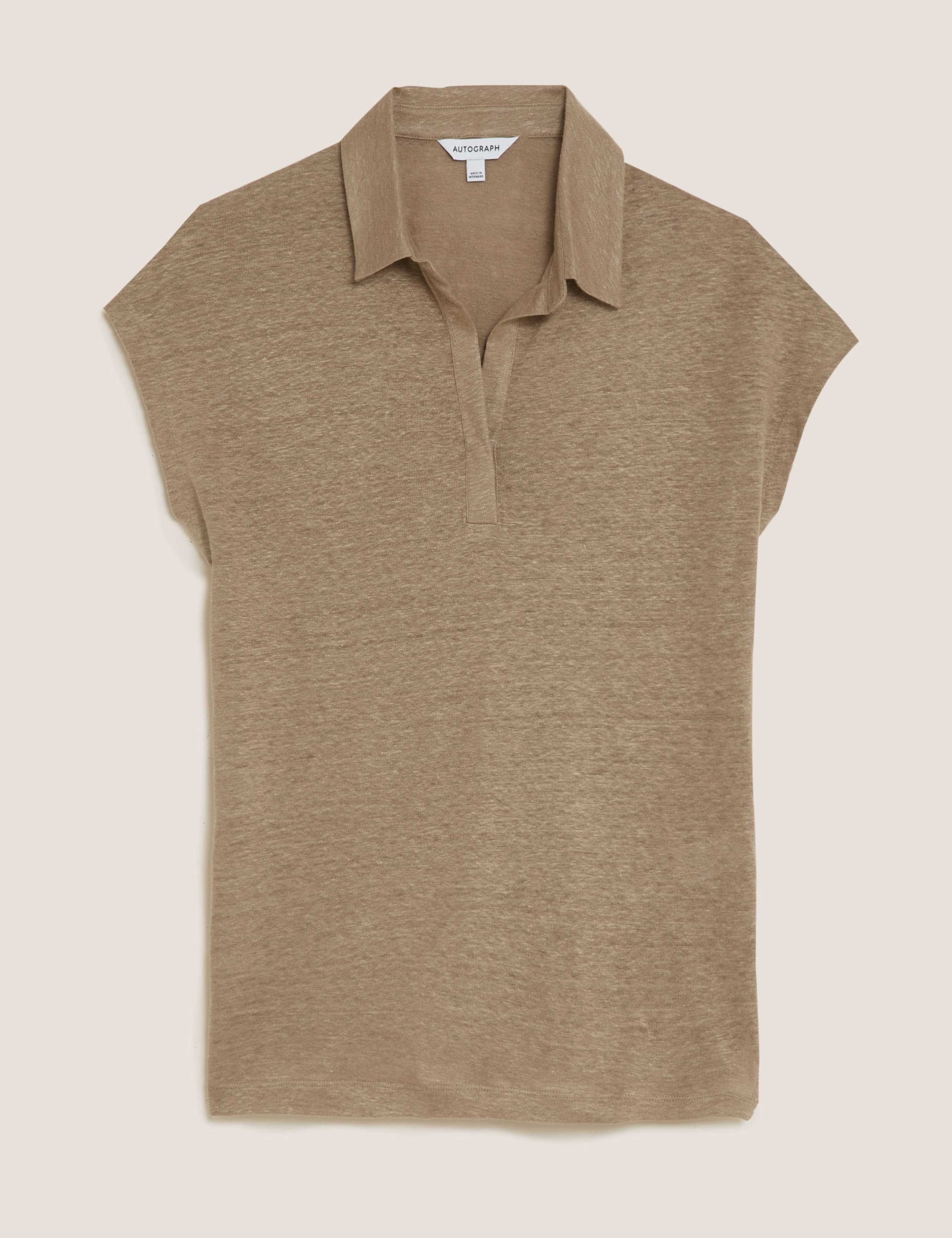 Pure Linen Collared Short Sleeve Top 2 of 7