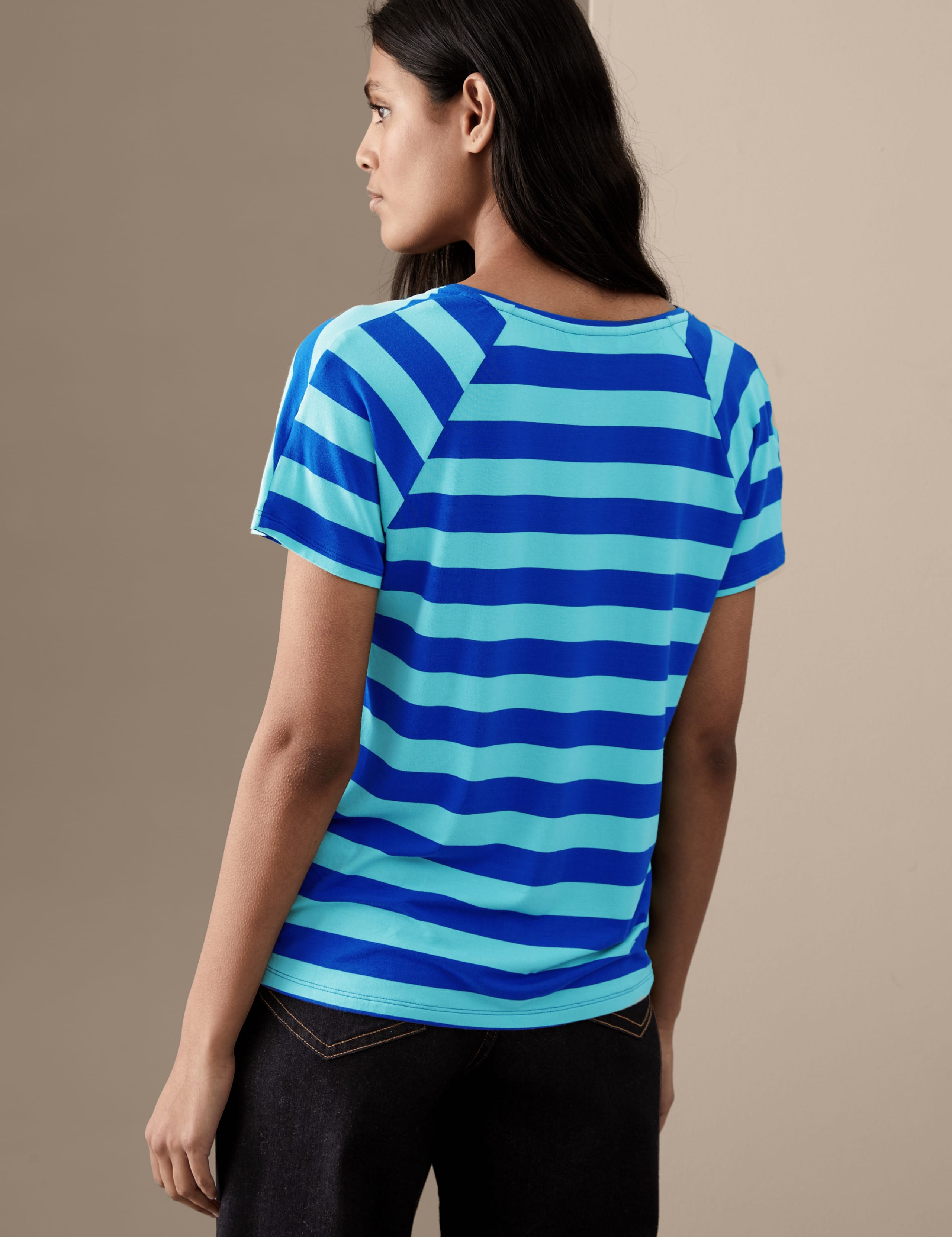 Jersey Striped V-Neck Relaxed T-Shirt 5 of 5