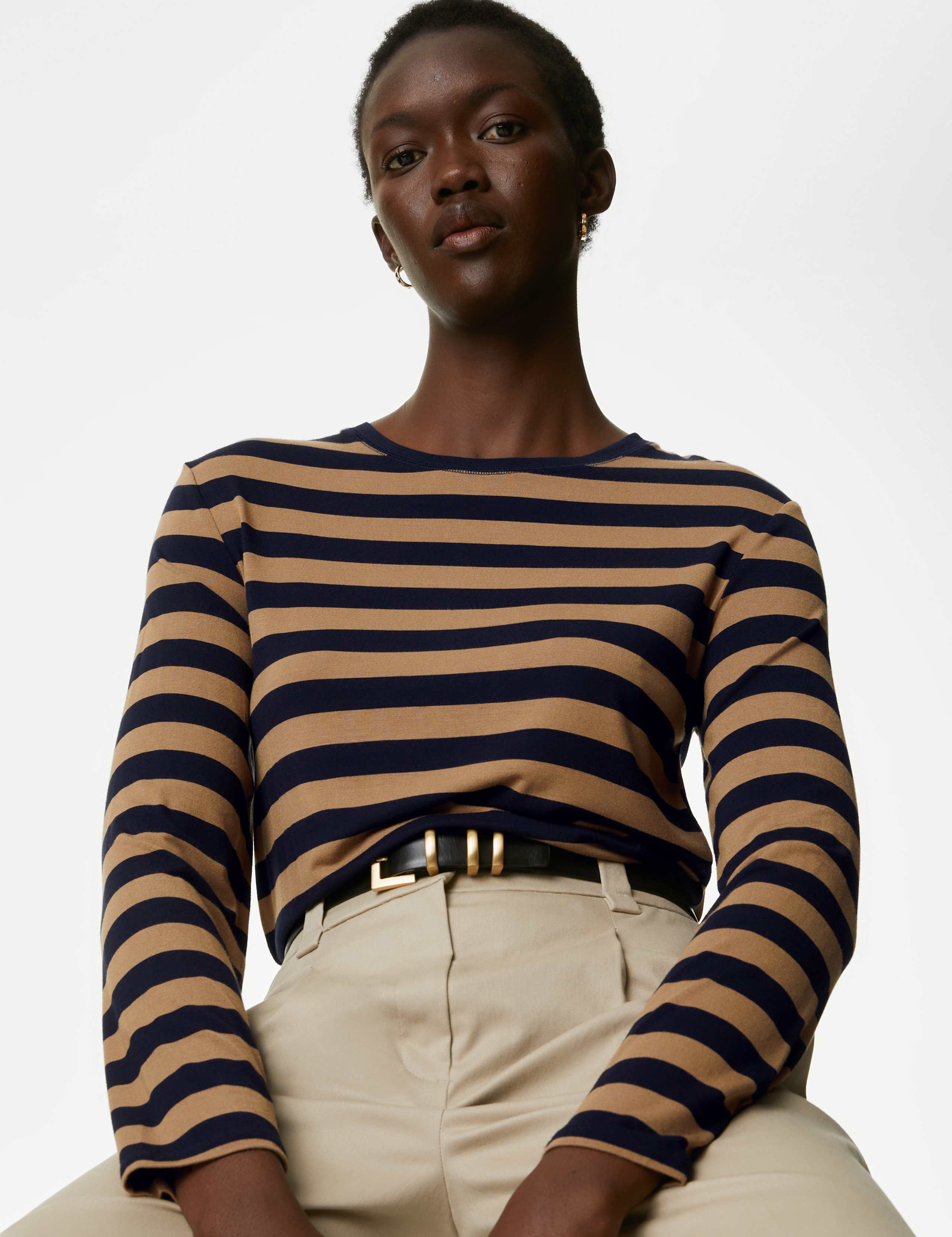 トップス Tuck Sleeve French Stripe Top 豊富なギフト Tuck Top Stripe French Sleeve トップス - トップス