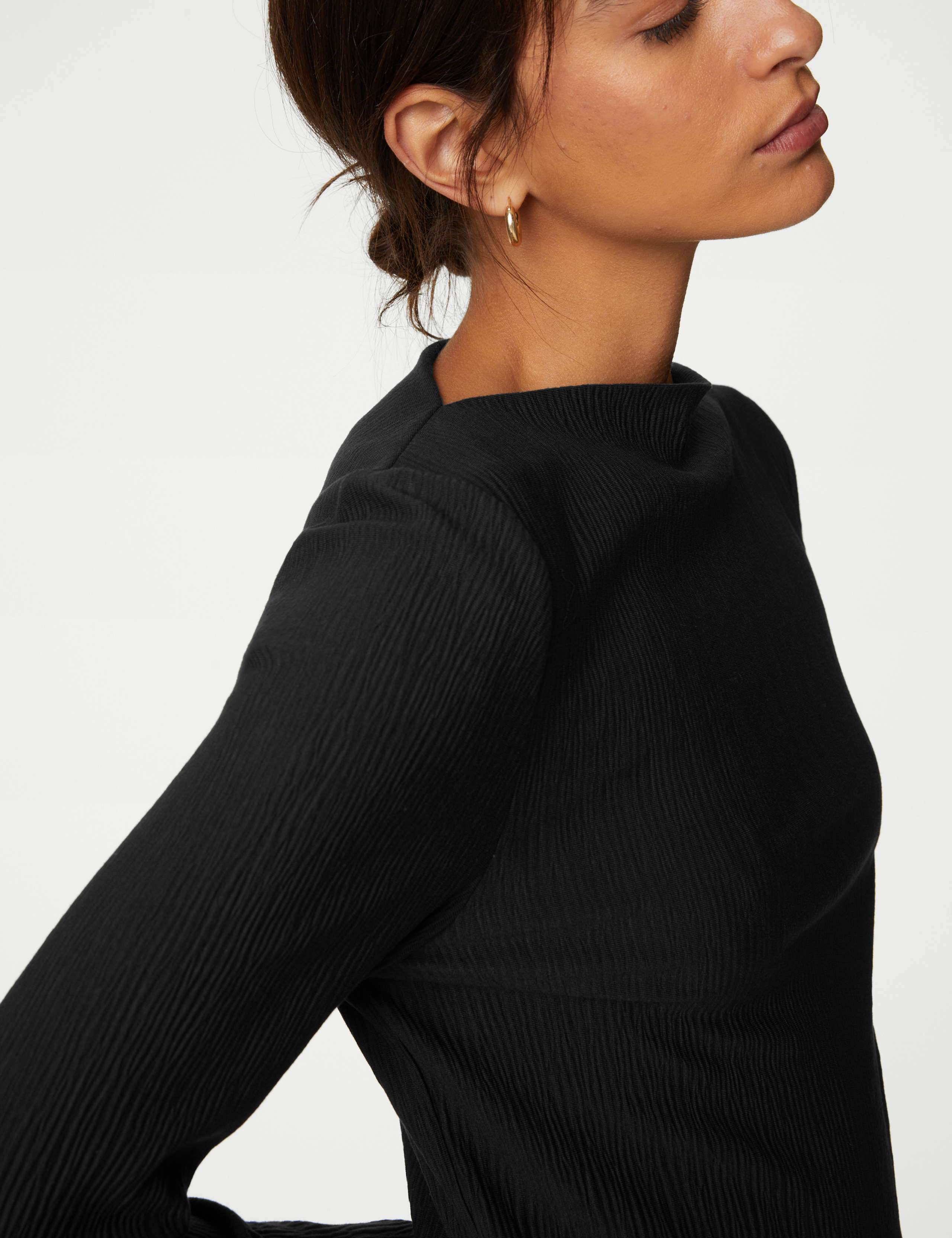 Jersey Plisse Slash Neck Top 1 of 5